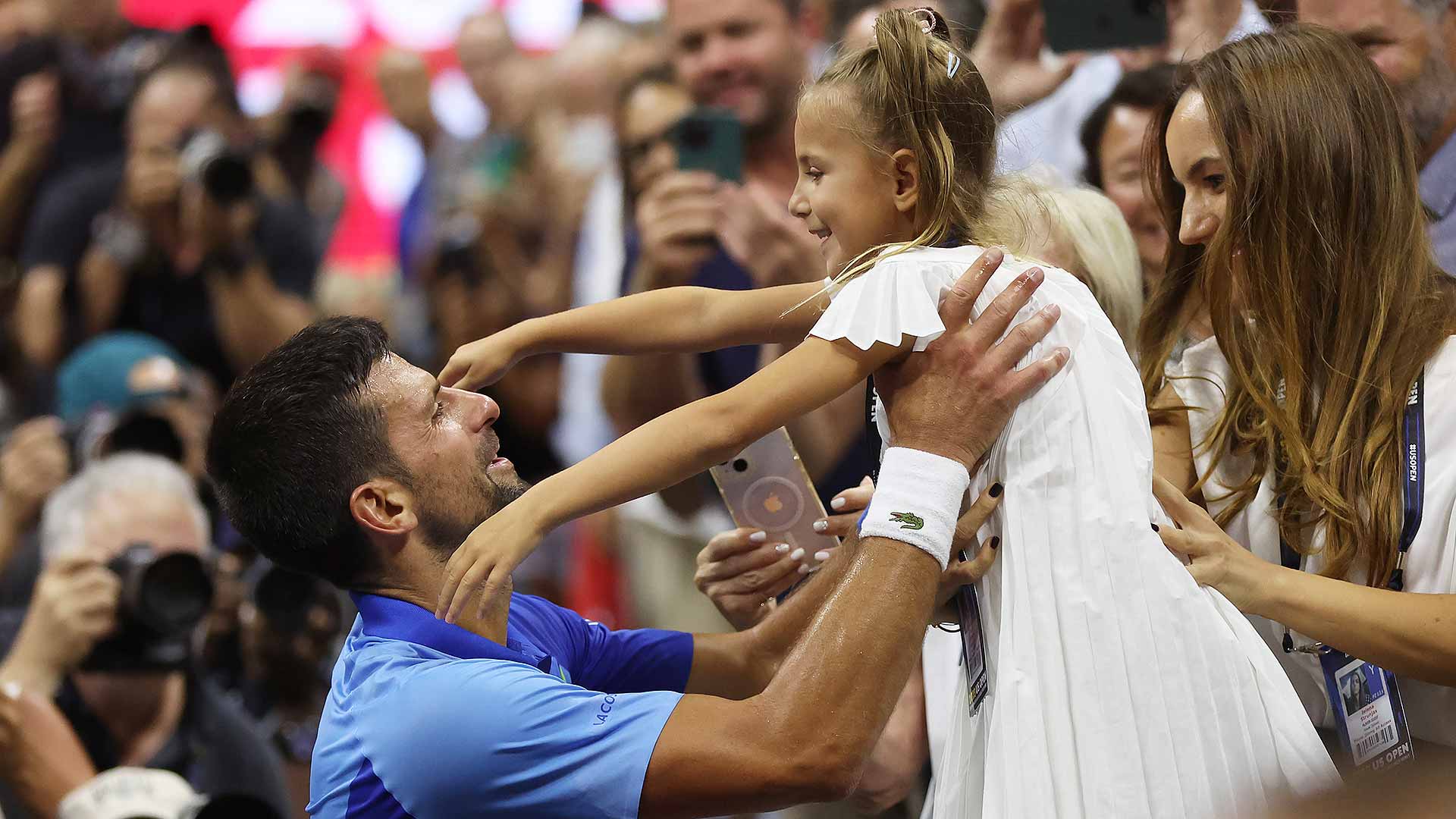 Novak Djokovic celebrated his fourth US Open title with daughter Tara.