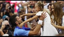 Novak Djokovic celebrated his fourth US Open title with daughter Tara.