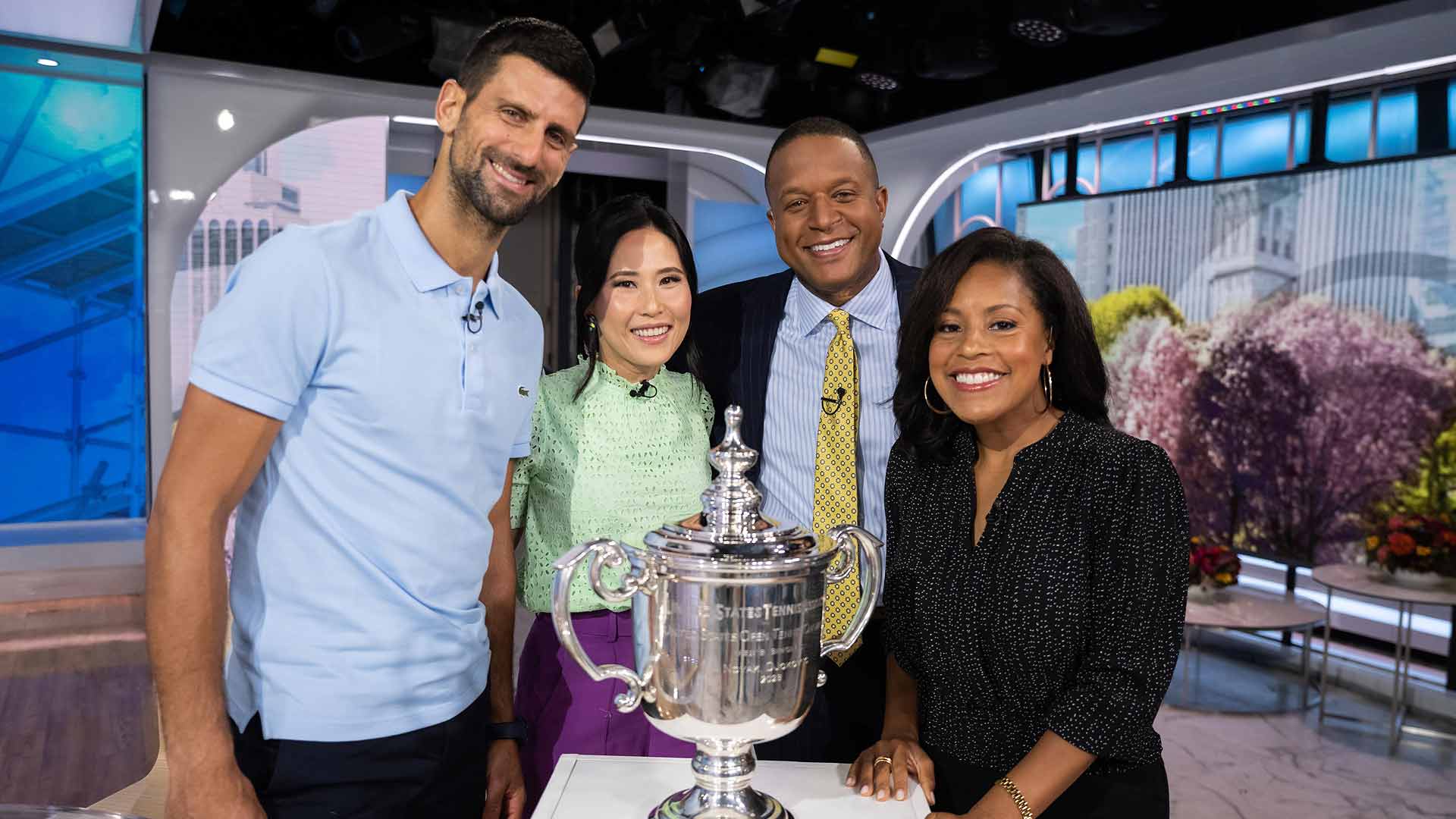 Novak Djokovic on the set of the TODAY Show in New York after winning the US Open.