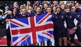 Great Britain celebra su pase a los cuartos de final de la Copa Davis.