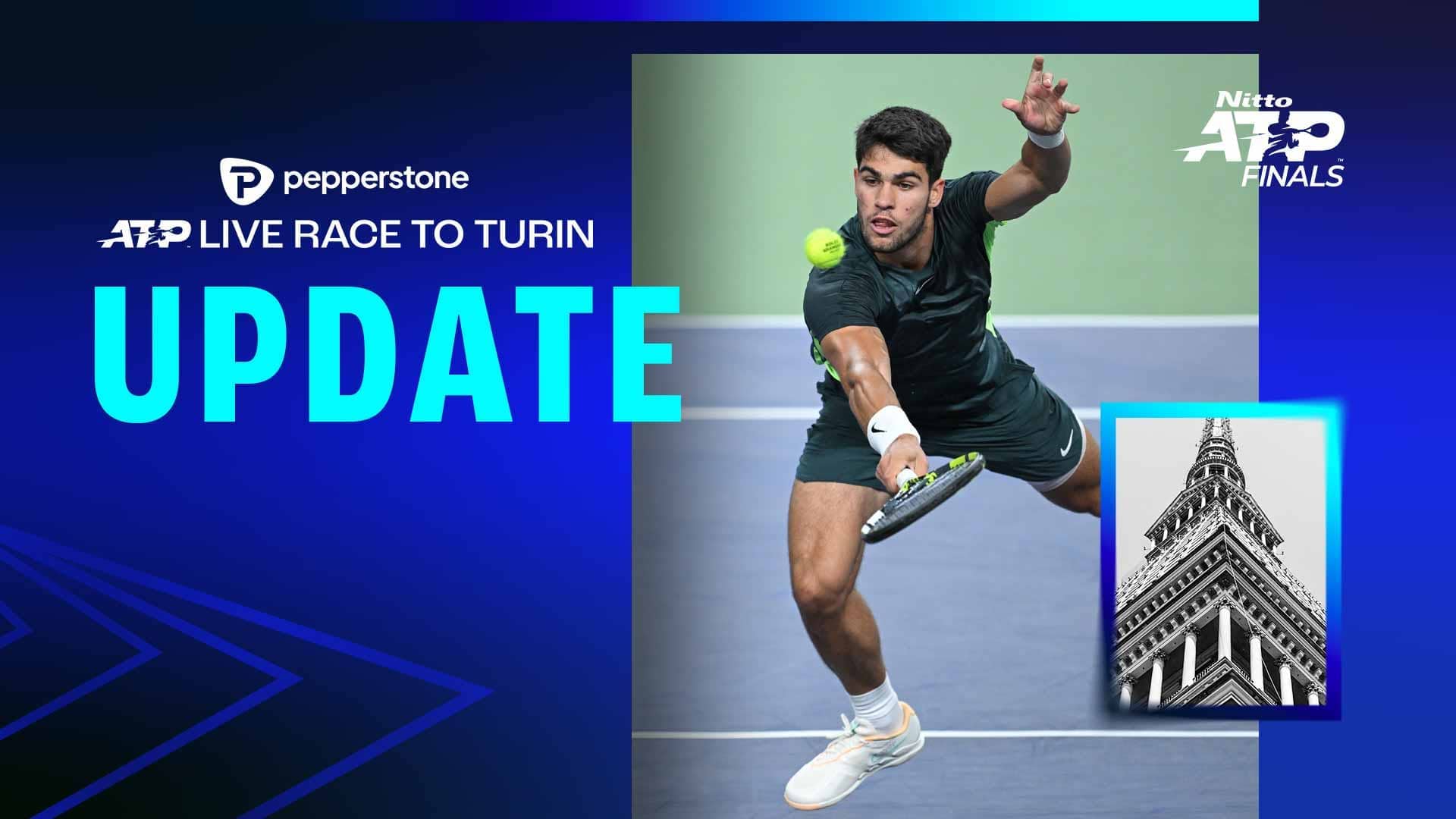 Carlos Alcaraz is in second place in the Pepperstone ATP Live Race To Turin.
