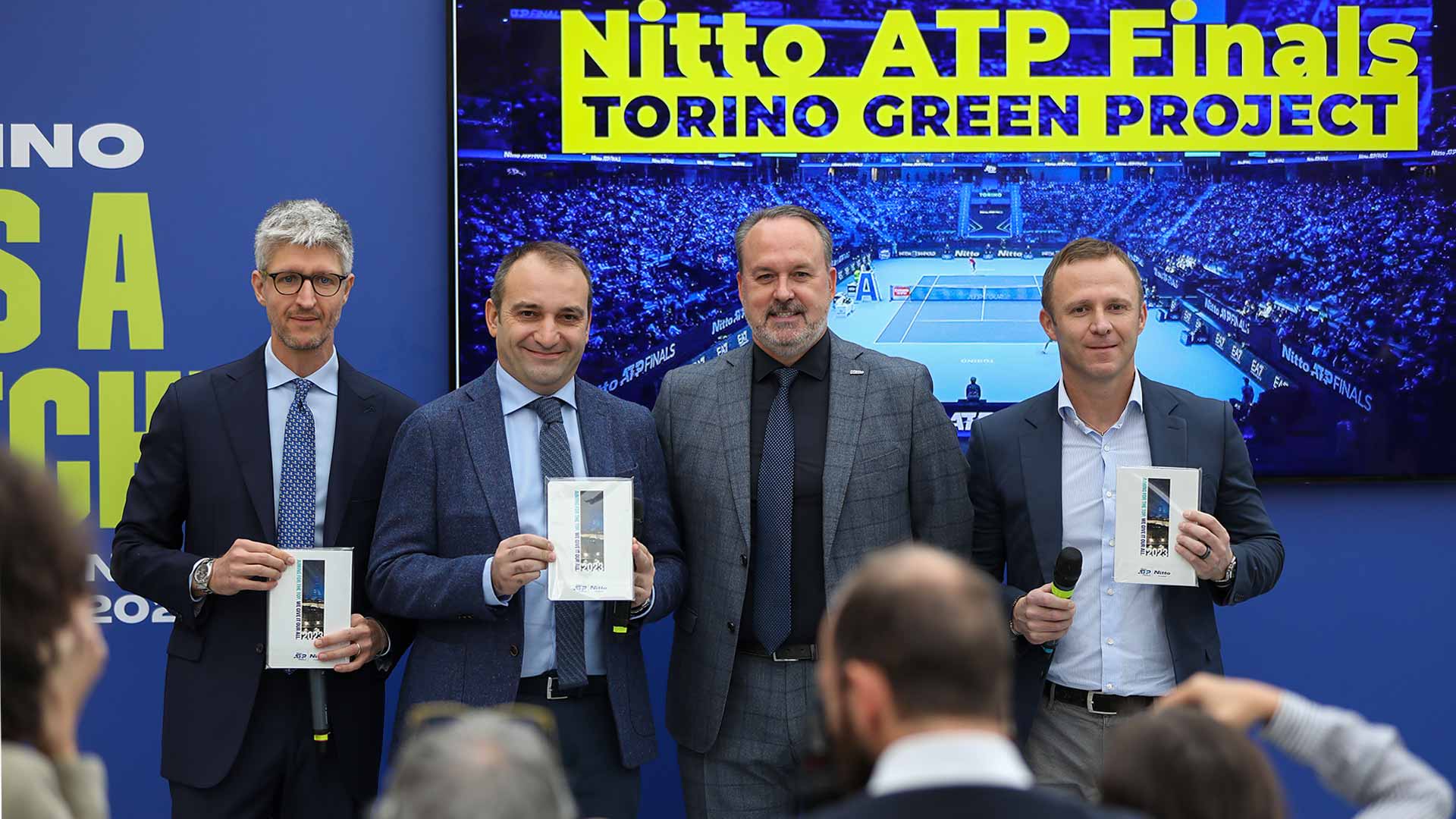 Federazione Italiana Tennis e Padel General Director Marco Martinasso, Mayor of the City of Turin Stefano Lo Russo, ATP CEO Massimo Calvelli, Executive Vice President of Nitto Denko Corporation Sam Strijckmans.