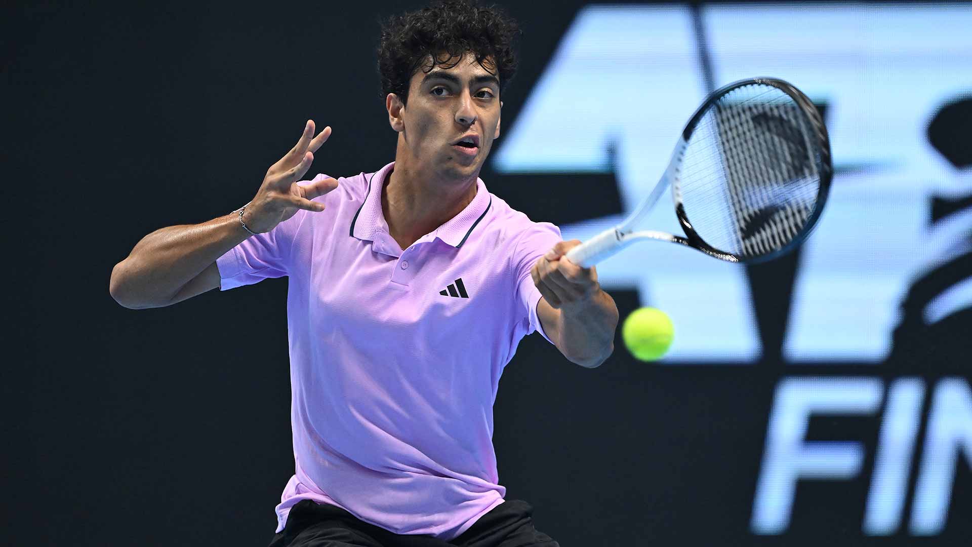 Abdullah Shelbayh captures his first win at the Next Gen ATP Finals on Wednesday.