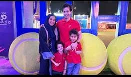 Jeddah tennis fan Ahmed Aljefri with his family at the Next Gen ATP Finals in Saudi Arabia.