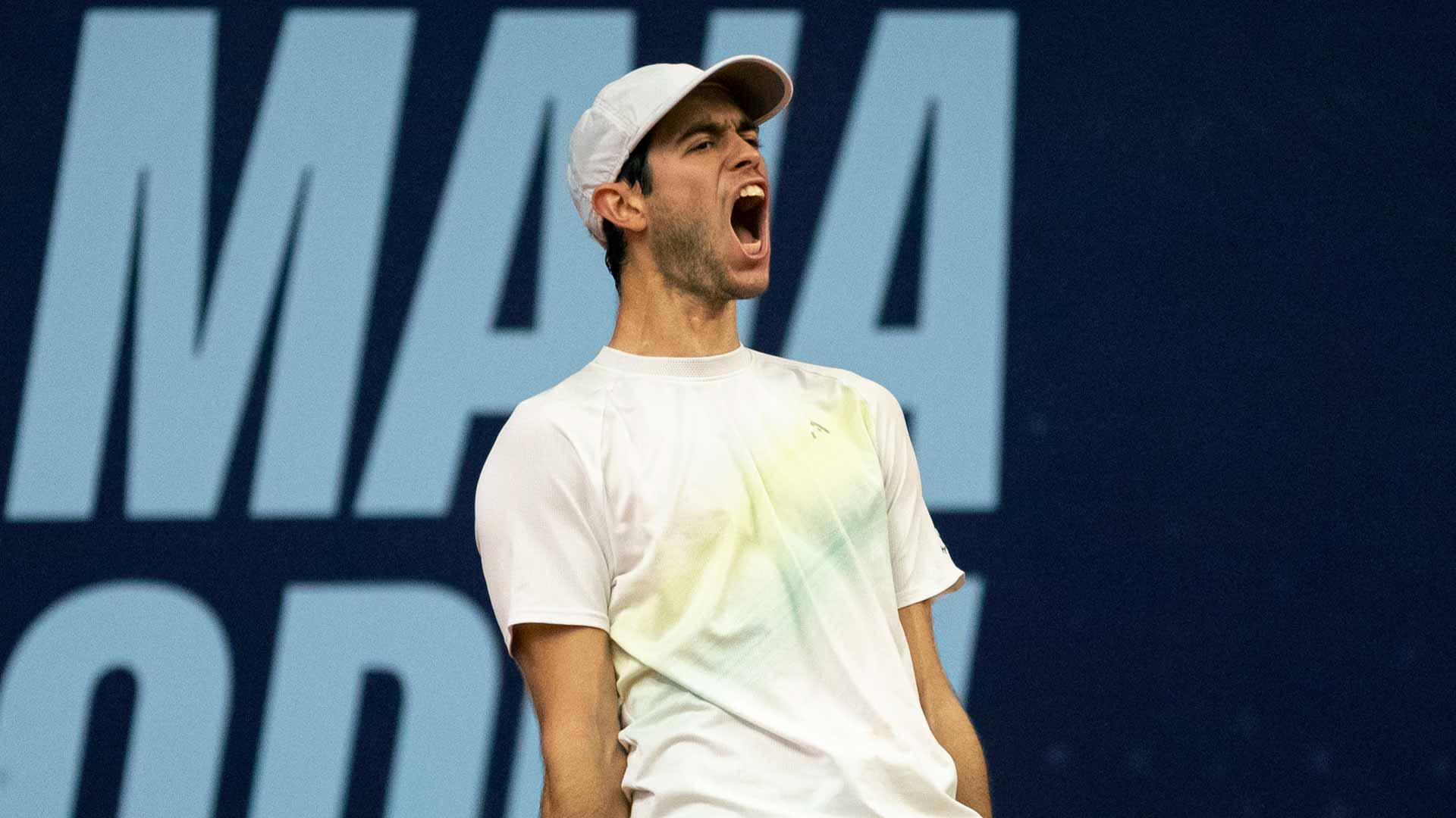 Nuno Borges celebrates winning the ATP Challenger Tour 100 event in Maia, Portugal.