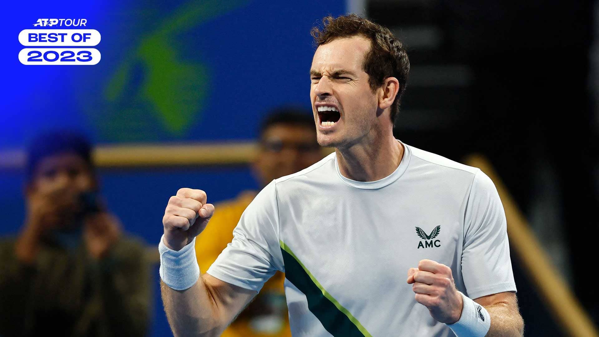 Andy Murray celebrates his comeback win against Jiri Lehecka in the Doha semi-finals.