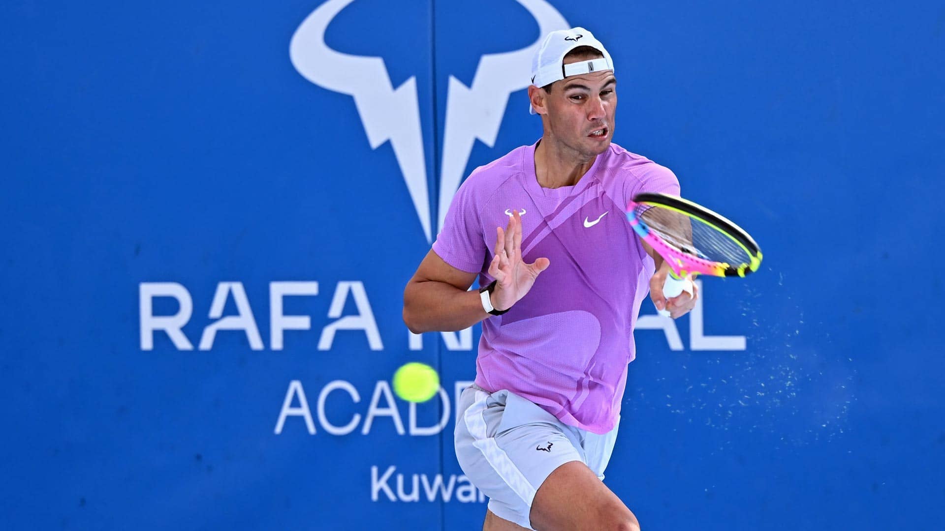 Rafael Nadal trains in Kuwait ahead of the 2024 ATP Tour season.