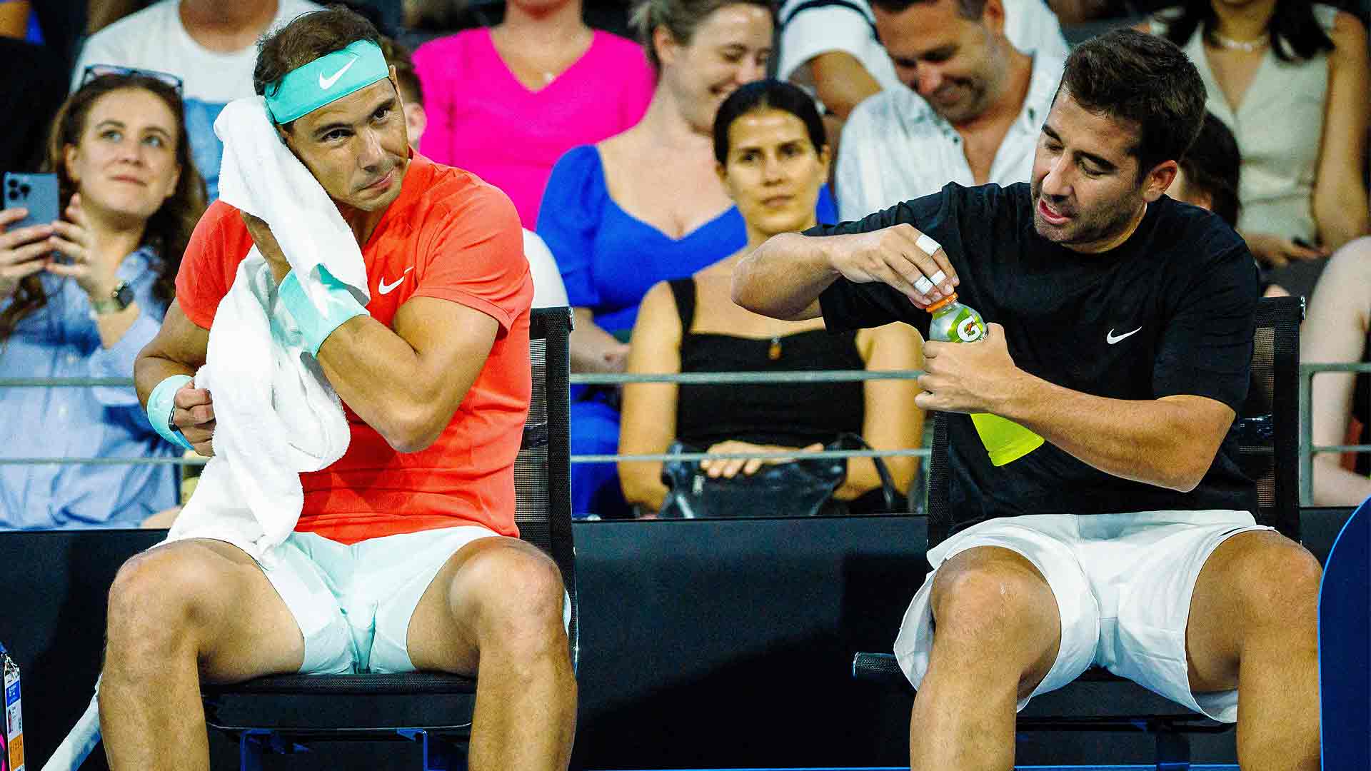 Rafael Nadal y Marc López jugaron su último partido juntos en Brisbane 2024.