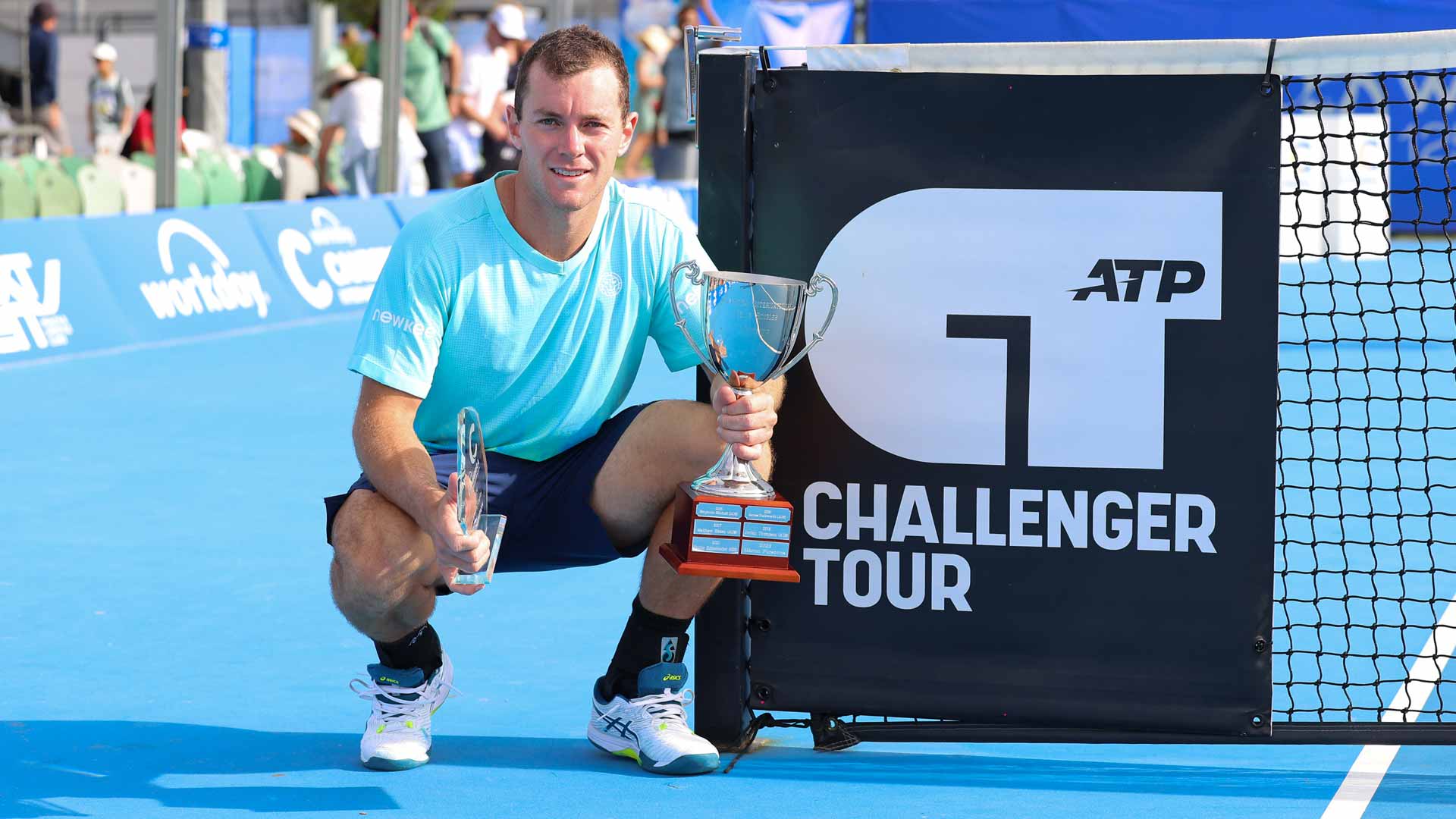 <a href='https://www.atptour.com/en/players/dominik-koepfer/ke73/overview'>Dominik Koepfer</a> wins the Challenger 125 event in Canberra, Australia.