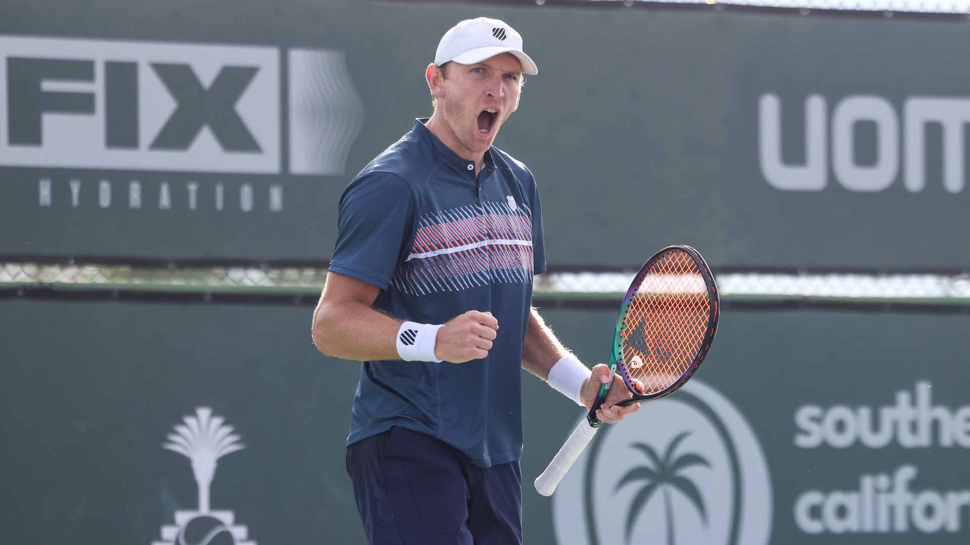 <a href='https://www.atptour.com/en/players/mitchell-krueger/kc12/overview'>Mitchell Krueger</a> triumphs at the ATP Challenger 50 in Indian Wells, California.