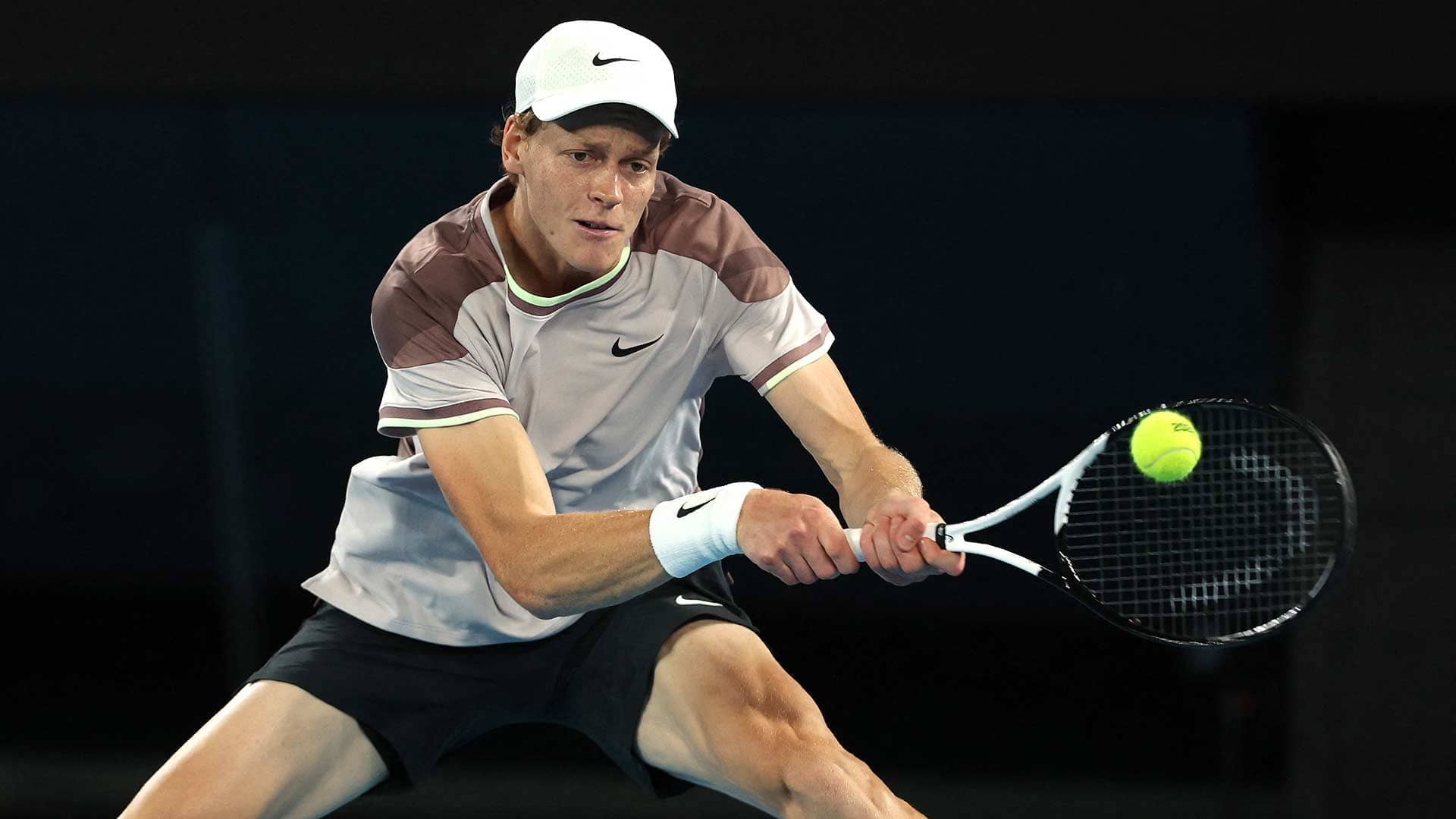 Jannik Sinner in action against Andrey Rublev on Tuesday at the Australian Open.