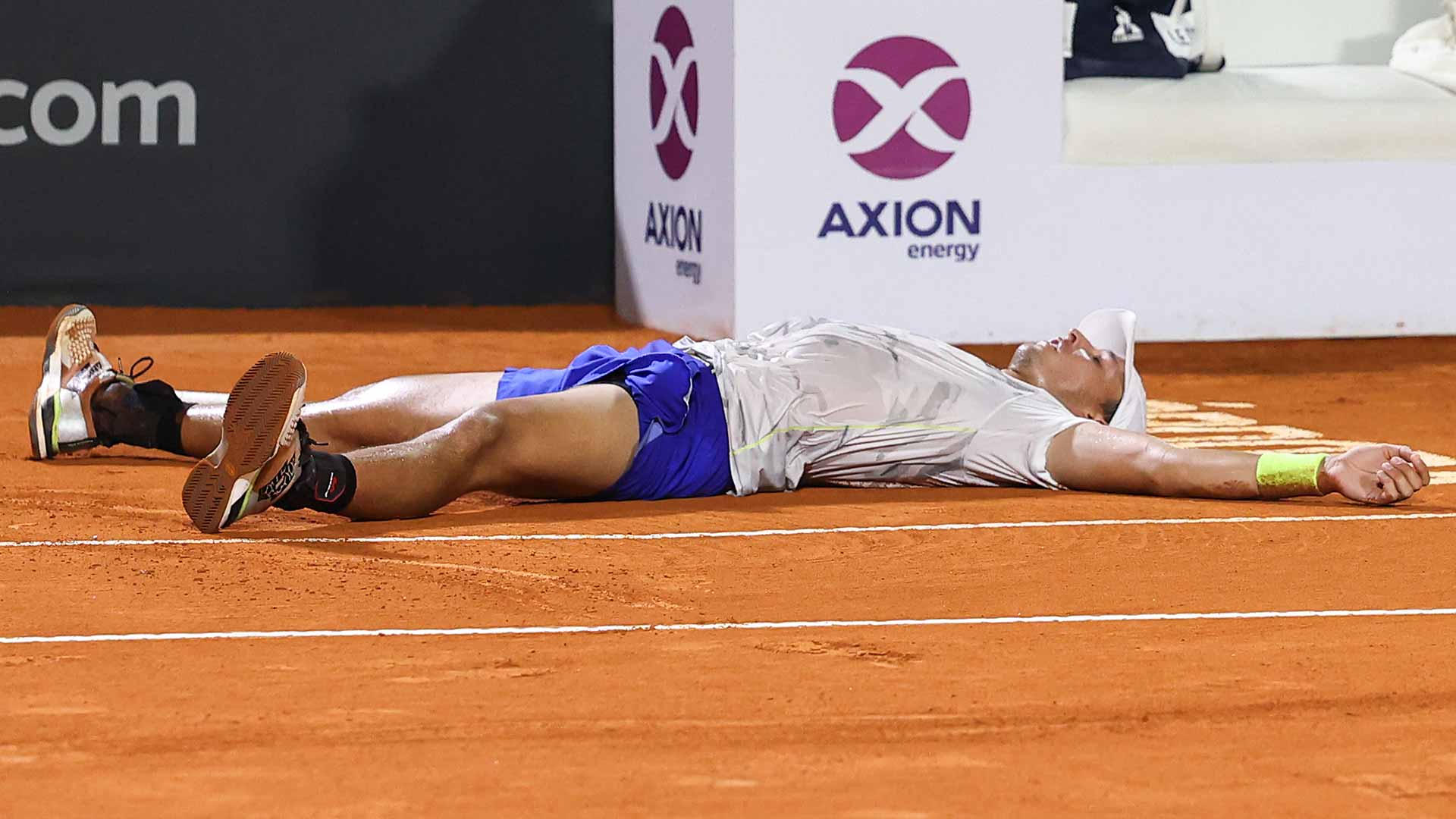 Luciano Darderi collapses after booking a place in his first ATP Tour final in Cordoba.