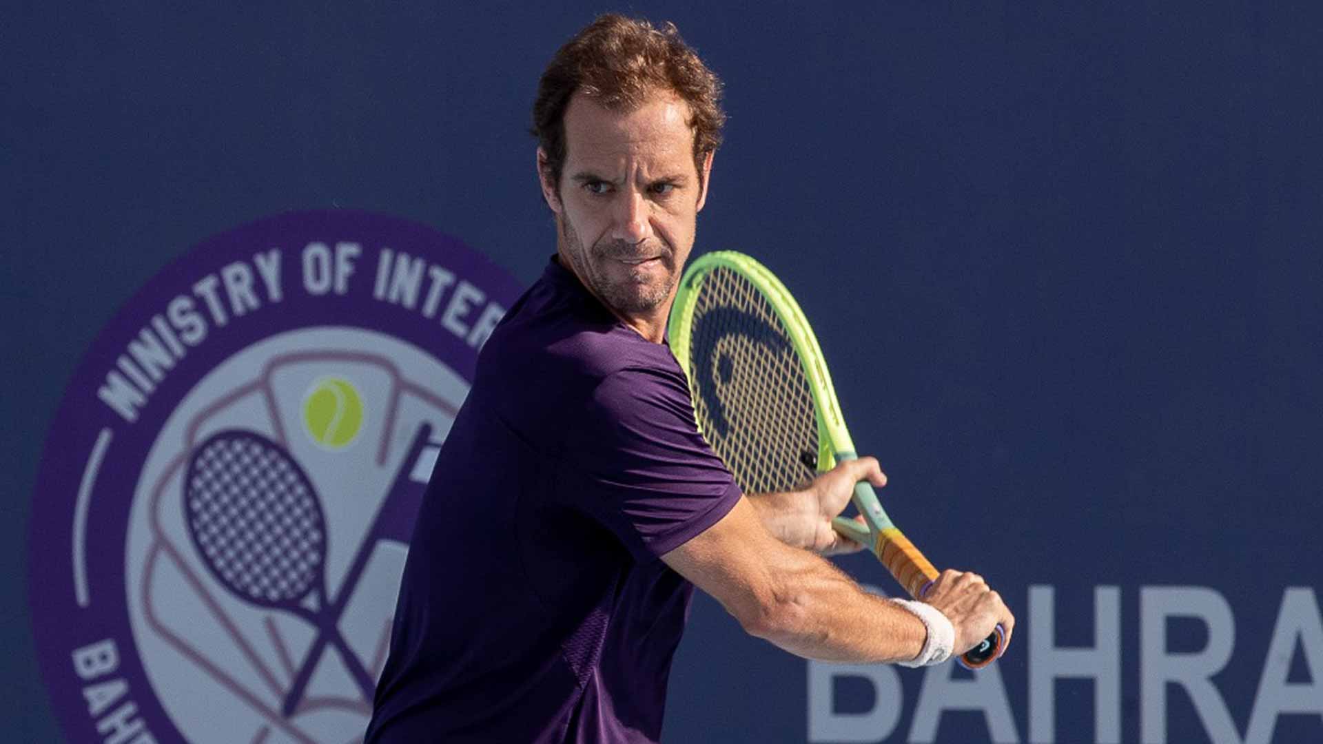 Richard Gasquet in action at the Manama Challenger.