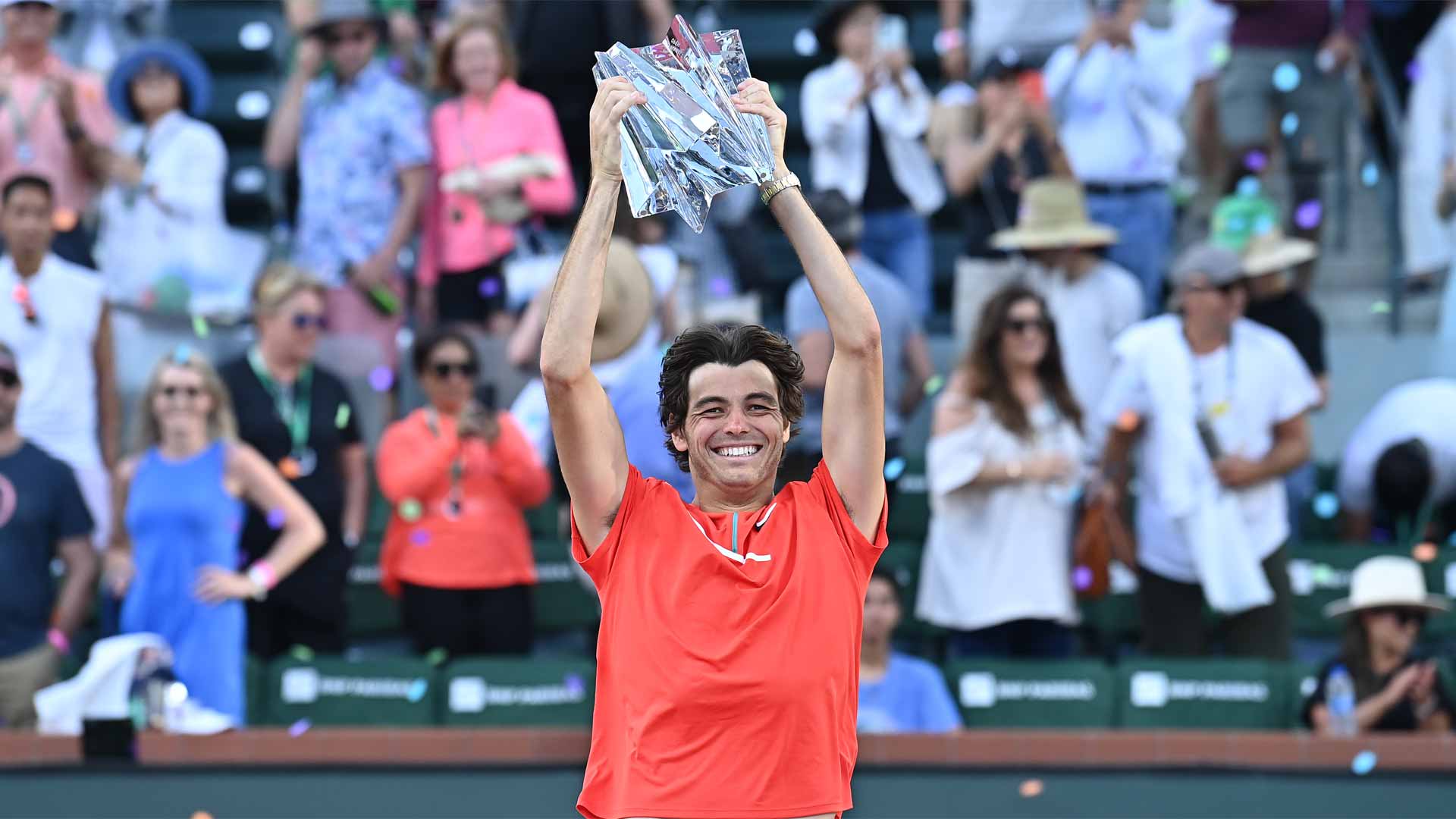 <a href='https://www.atptour.com/en/players/taylor-fritz/fb98/overview'>Taylor Fritz</a> is crowned champion in Indian Wells.