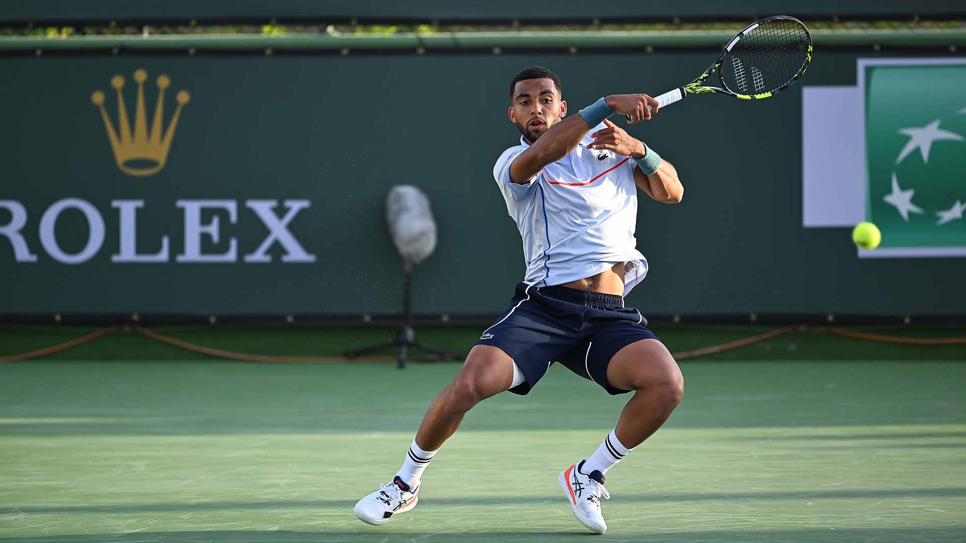 <a href='https://www.atptour.com/en/players/arthur-fils/f0f1/overview'>Arthur Fils</a> advances to the second round in Indian Wells.