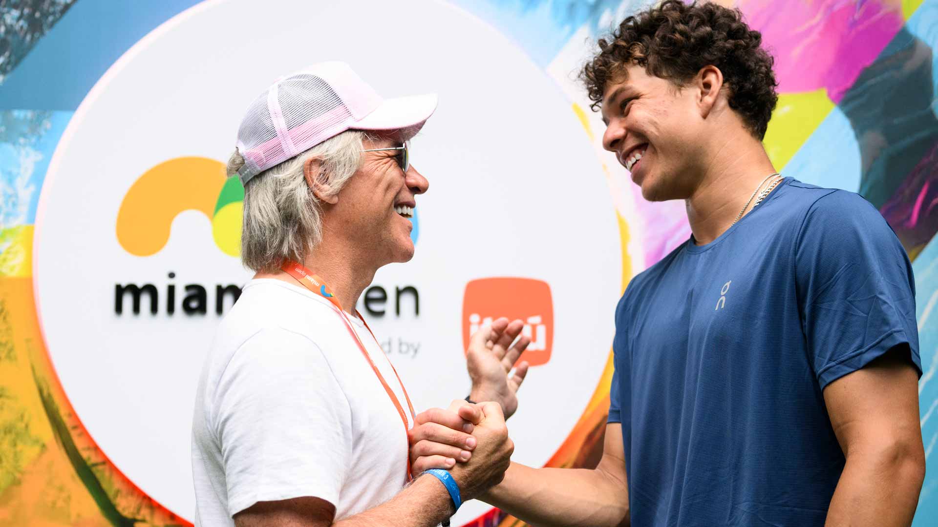 Jon Bon Jovi and Ben Shelton catch up in Miami.