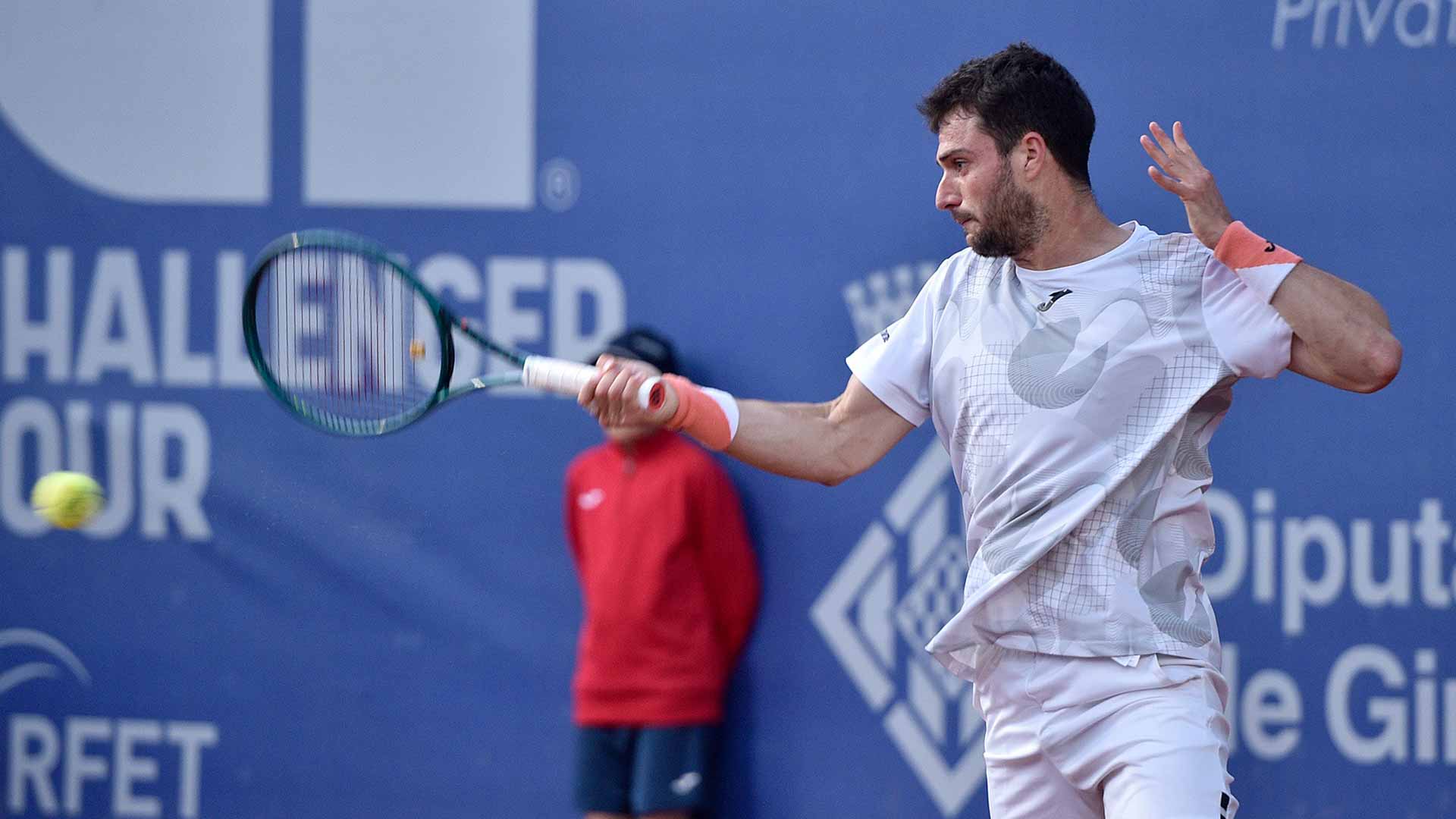 Pedro Martinez in action at the Girona Challenger, where he lifted his first title of 2024.