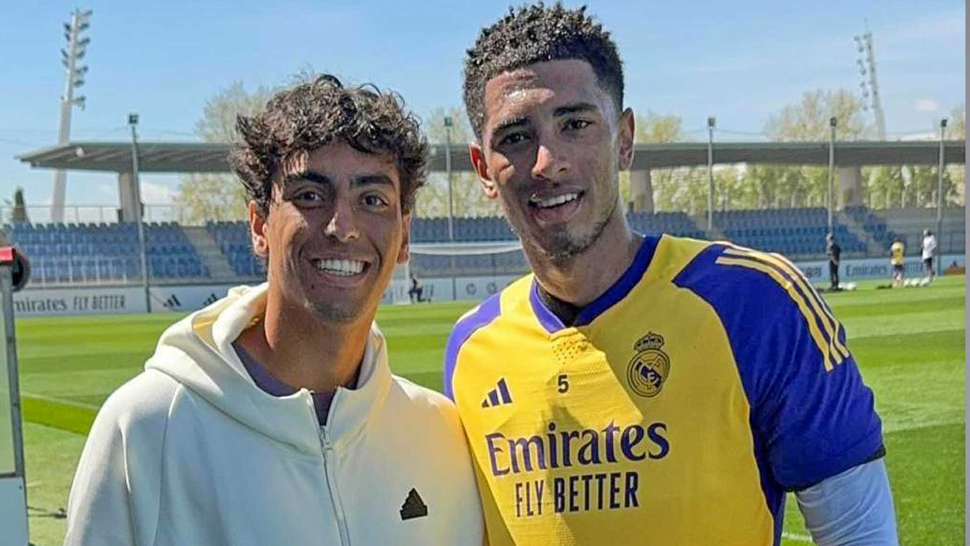 Abdullah Shelbayh meets Jude Bellingham at Real Madrid training.