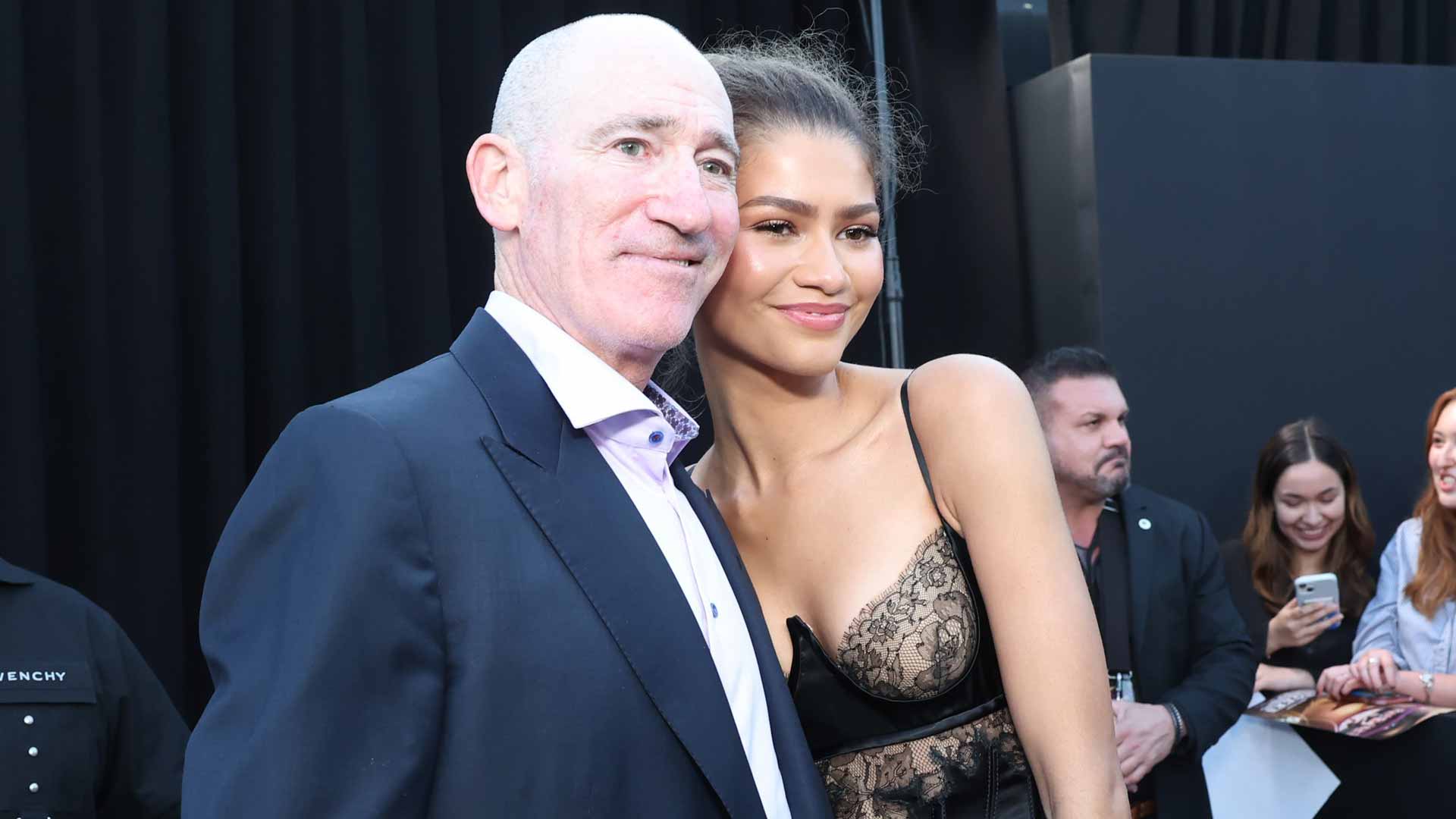 Brad Gilbert and Zendaya at the Los Angeles premiere of Challengers.