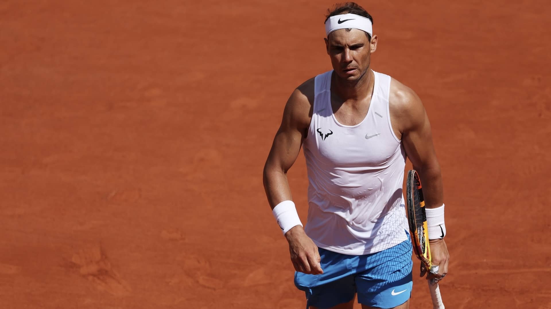 Rafael Nadal, durante un entrenamiento en Roland Garros.