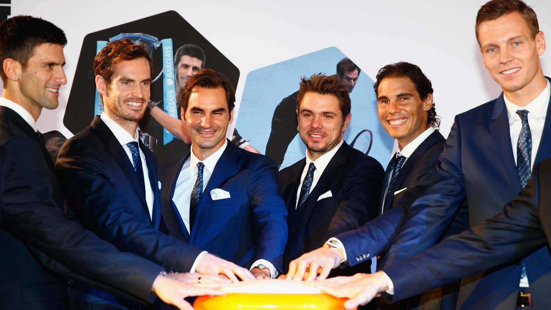<a href='https://www.atptour.com/en/players/novak-djokovic/d643/overview'>Novak Djokovic</a>, <a href='https://www.atptour.com/en/players/andy-murray/mc10/overview'>Andy Murray</a>, <a href='https://www.atptour.com/en/players/roger-federer/f324/overview'>Roger Federer</a>, Stan Wawinka, <a href='https://www.atptour.com/en/players/rafael-nadal/n409/overview'>Rafael Nadal</a>, <a href='https://www.atptour.com/en/players/tomas-berdych/ba47/overview'>Tomas Berdych</a>