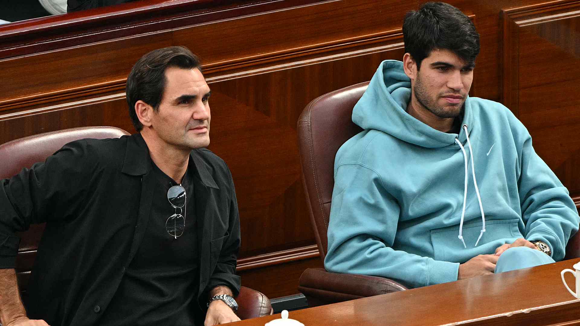 Roger Federer y Carlos Alcaraz estuvieron en la grada en la final del Rolex Shanghai Masters.