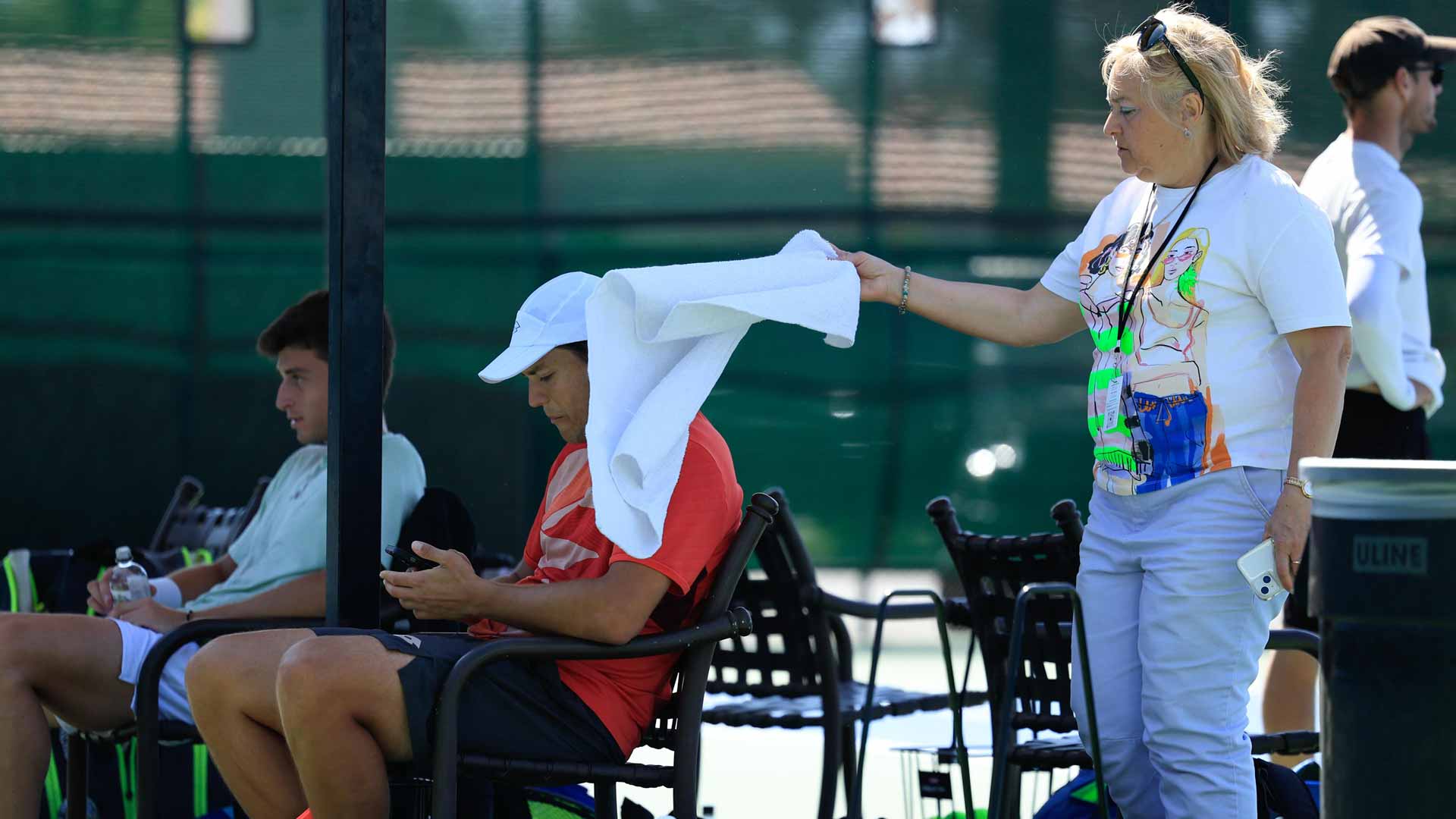 <a href='https://www.atptour.com/en/players/pavel-kotov/k09f/overview'>Pavel Kotov</a> during practice Tuesday at the <a href='https://www.atptour.com/en/scores/archive/phoenix/9167/2025/results'>Arizona Tennis Classic</a>.