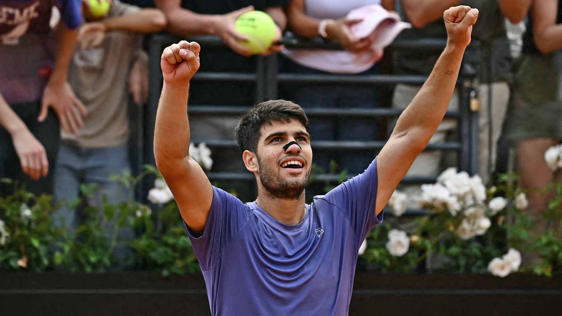 Carlos Alcaraz, durante su partido ante Jack Draper en Roma.