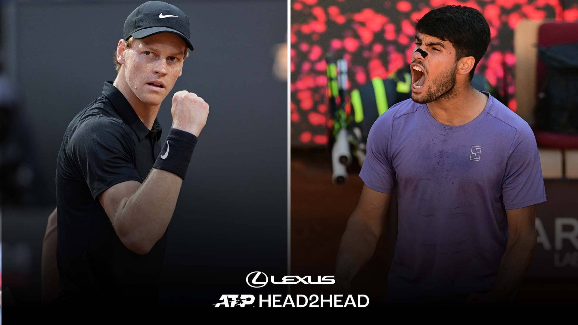 Jannik Sinner and Carlos Alcaraz will meet for the 11th time in their Lexus ATP Head2Head series on Sunday in Rome.