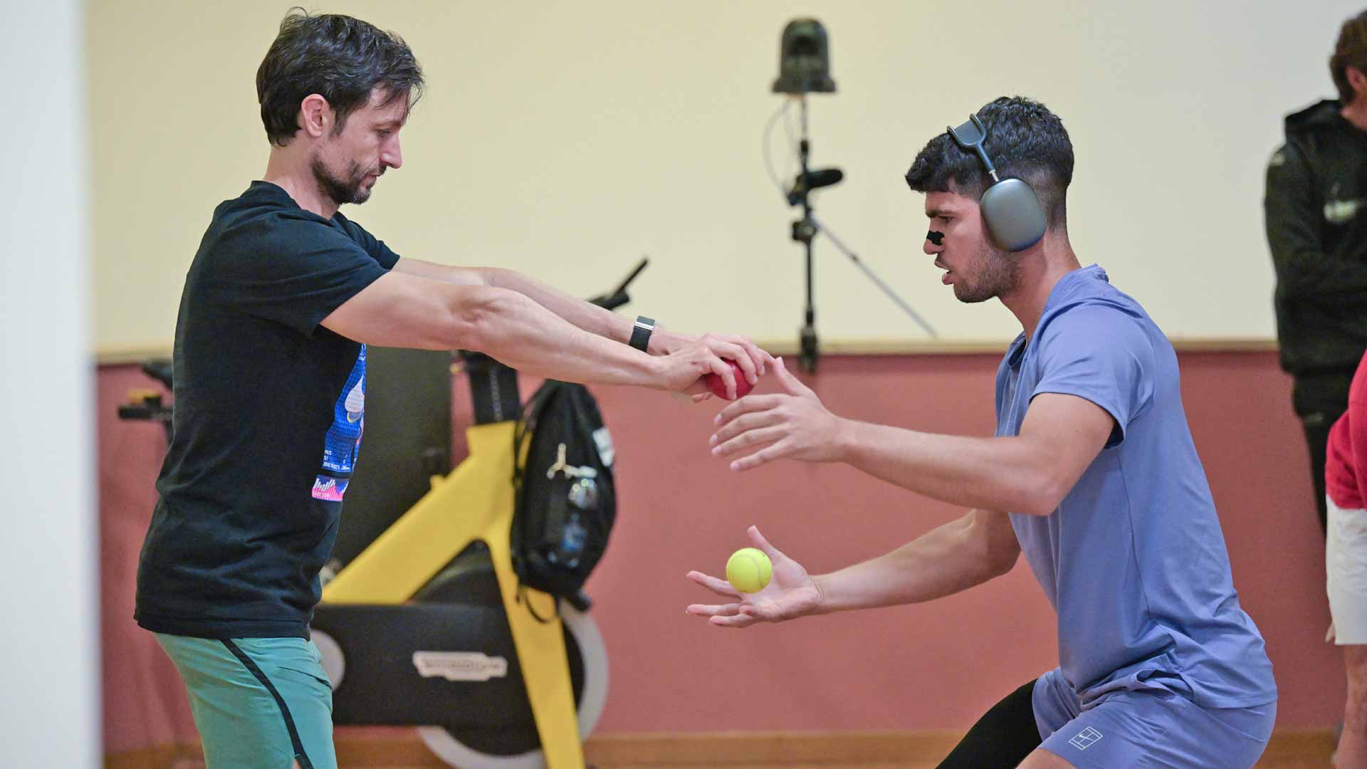 Carlos Alcaraz (right) during his recent title run at the Internazionali BNL d'Italia in Rome.