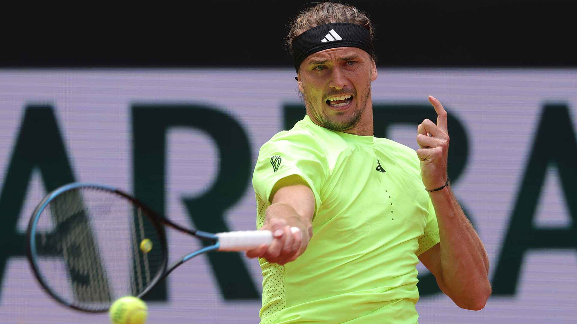 Alexander Zverev in action on Monday in Paris.