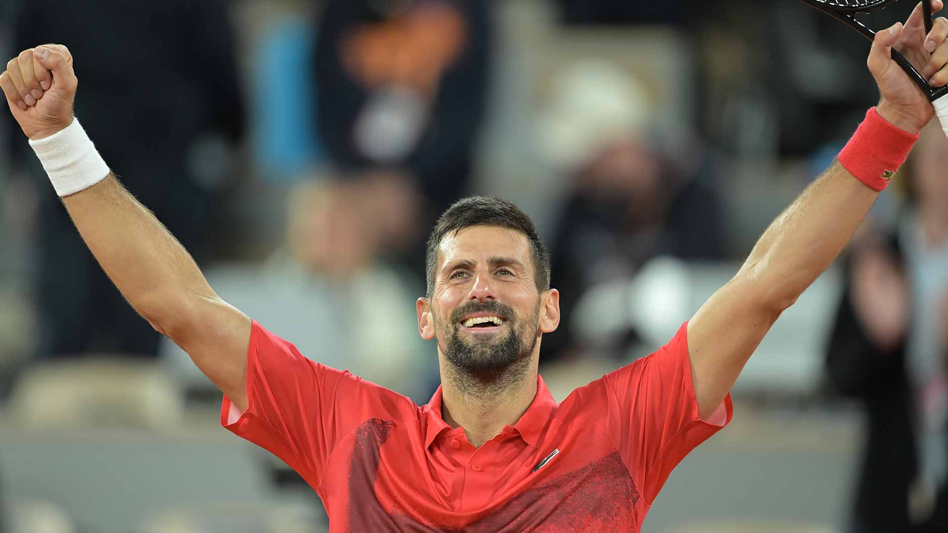 Novak Djokovic defeats Alexander Zverev in four sets Wednesday evening in Paris.