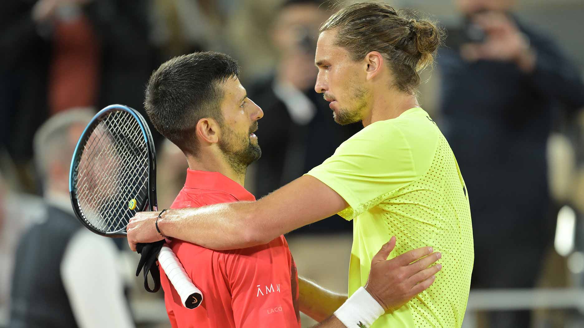Novak Djokovic defeated Alexander Zverev in four sets on Wednesday in the Roland Garros quarter-finals.