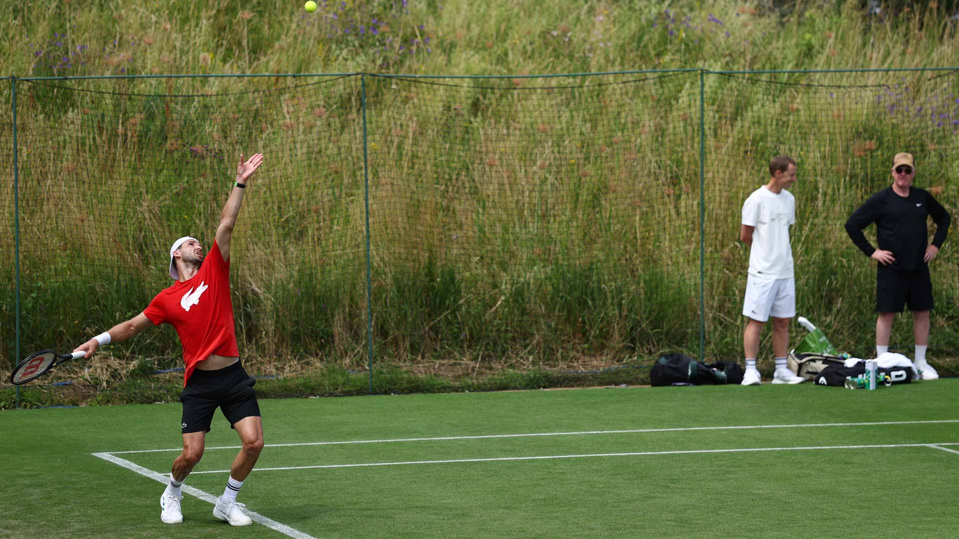 <a href='https://www.atptour.com/en/players/grigor-dimitrov/d875/overview'>Grigor Dimitrov</a> at <a href='https://www.atptour.com/en/tournaments/wimbledon/540/overview'>Wimbledon</a> on Tuesday.