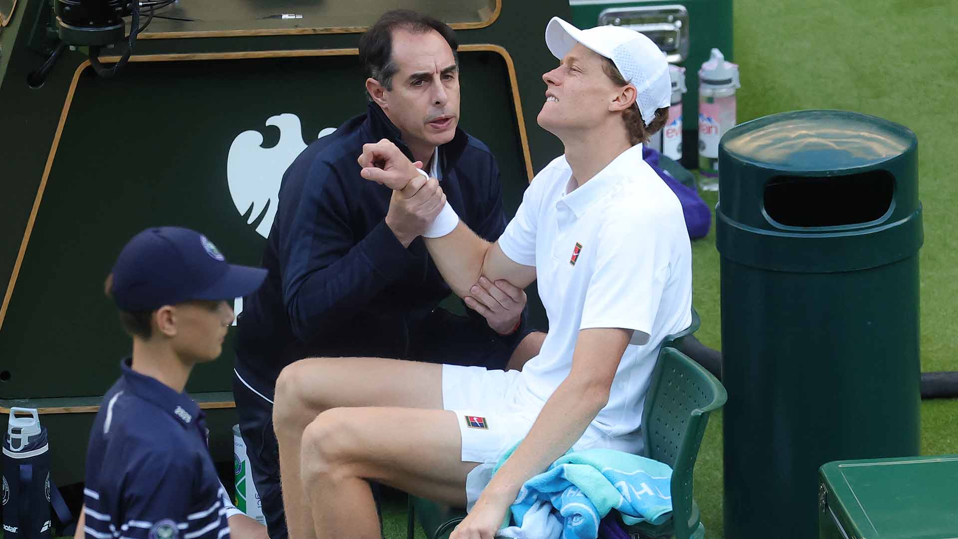 Sinner suffers fall, trails Dimitrov by two sets at Wimbledon