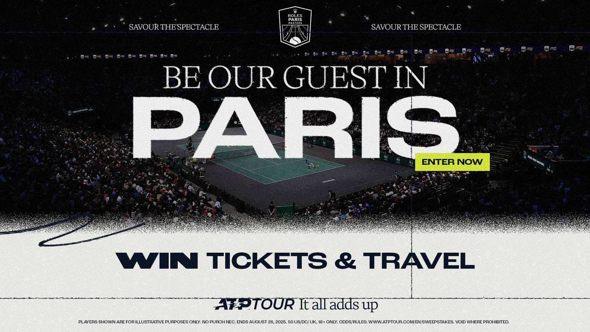 Sweepstakes: Be our guest in Paris at the 2025 Rolex Paris Masters, an ATP Masters 1000 tennis tournament | Win tickets & travel
