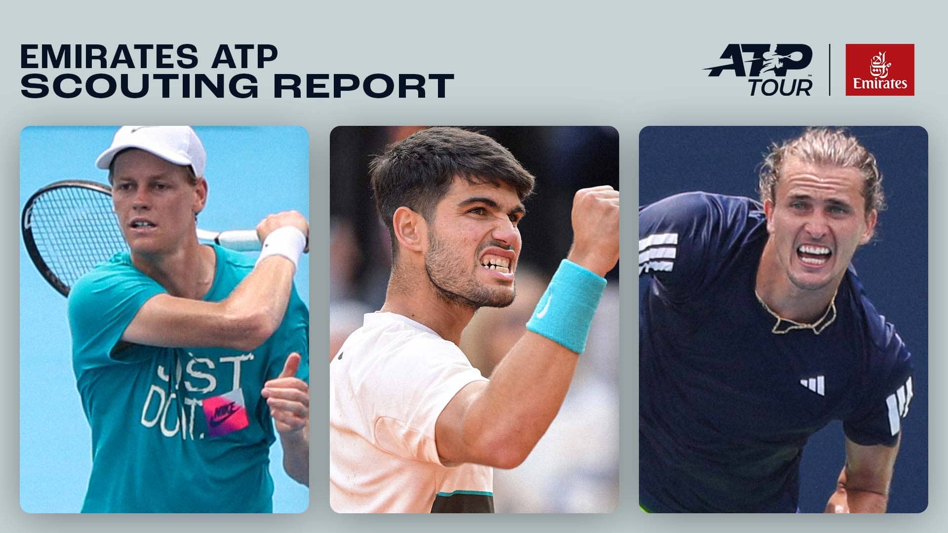 Jannik Sinner, Carlos Alcaraz y Alexander Zverev compiten en el ATP Masters 1000 de Cincinnati.