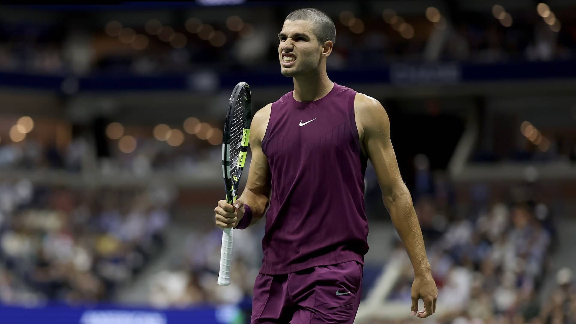 Carlos Alcaraz, durante su partido de segunda ronda en el US Open.