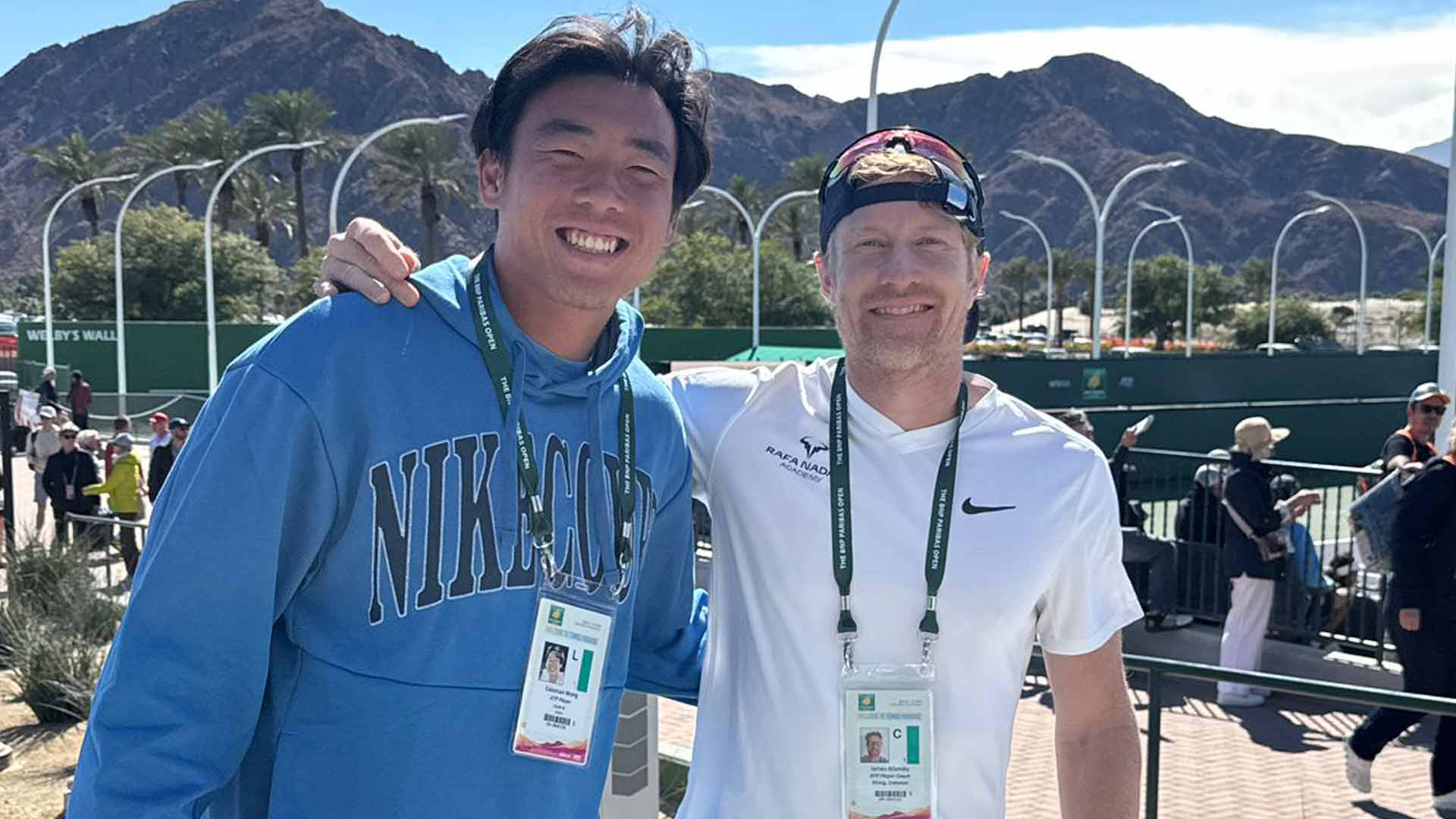 <a href='https://www.atptour.com/en/players/coleman-wong/w0bh/overview'>Coleman Wong</a> and <a href='https://www.atptour.com/en/players/james-allemby/aa28/overview'>James Allemby</a> at Indian Wells.