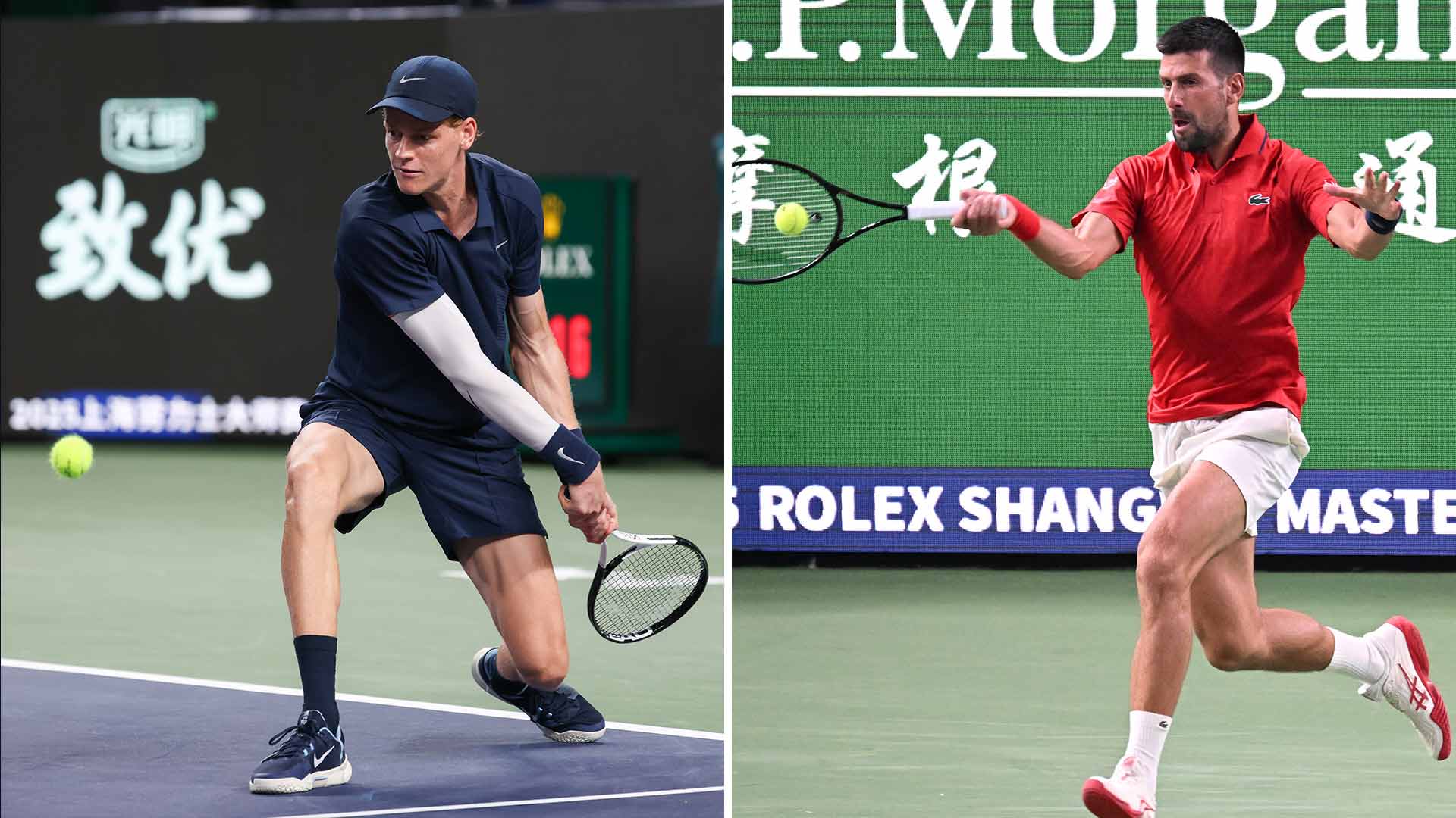 Jannik Sinner and Novak Djokovic headline a double bill in Shanghai's Sunday night session. 
