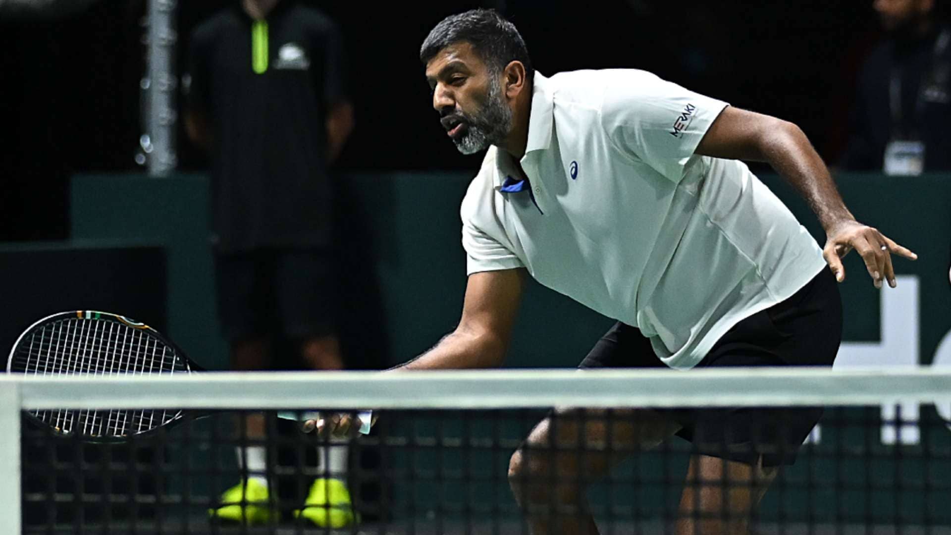 Rohan Bopanna in his final match at the 2025 Rolex Paris Masters.