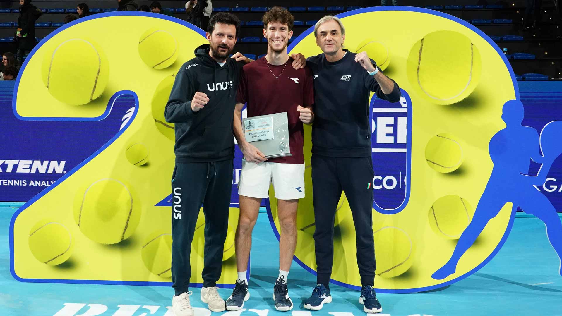 <a href='https://www.atptour.com/en/players/francesco-maestrelli/m0if/overview'>Francesco Maestrelli</a> wins the Bergamo Challenger.