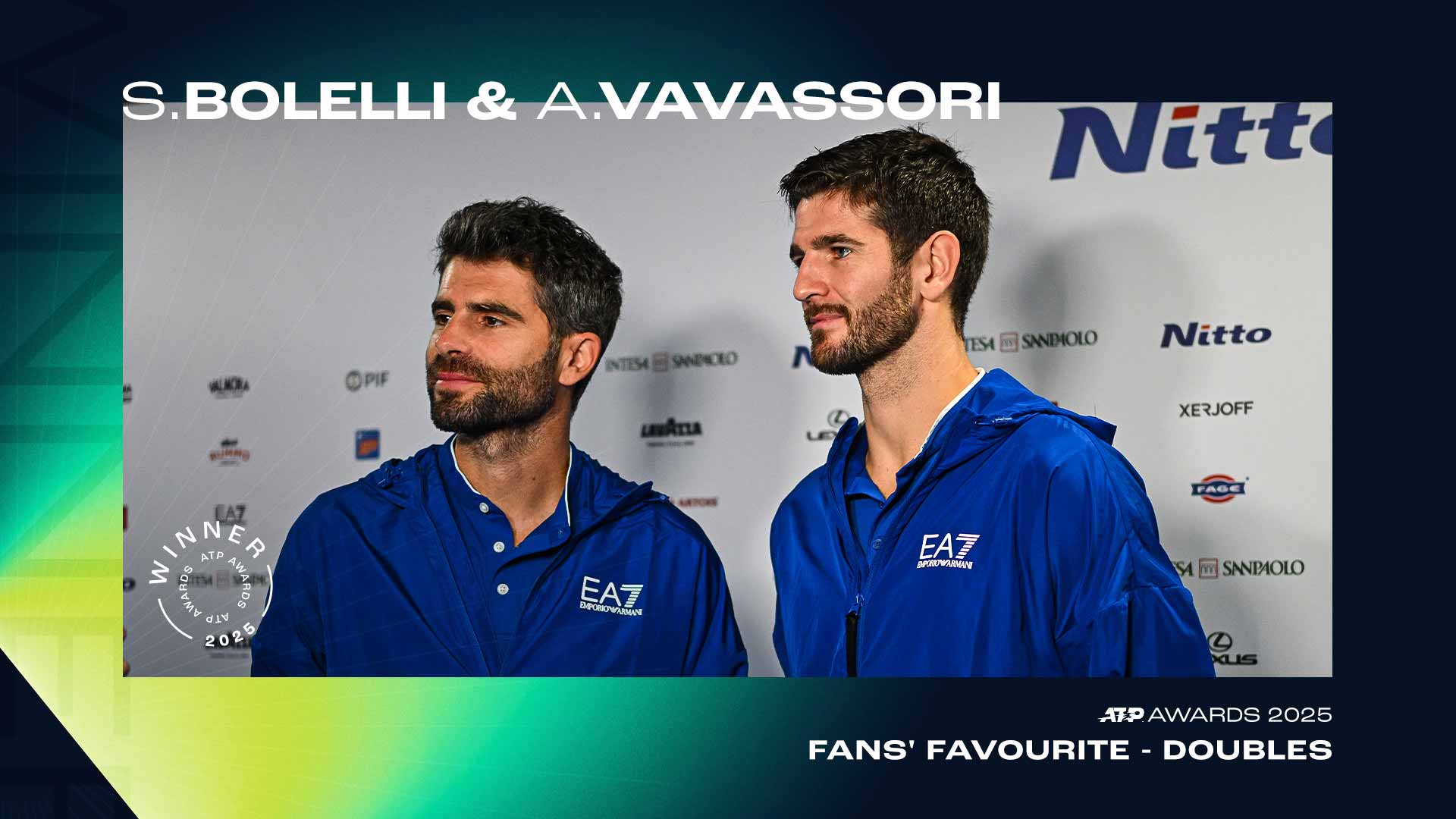 Bolelli & Vavassori repeat as Fans’ Favourite doubles duo in 2025 ATP Awards