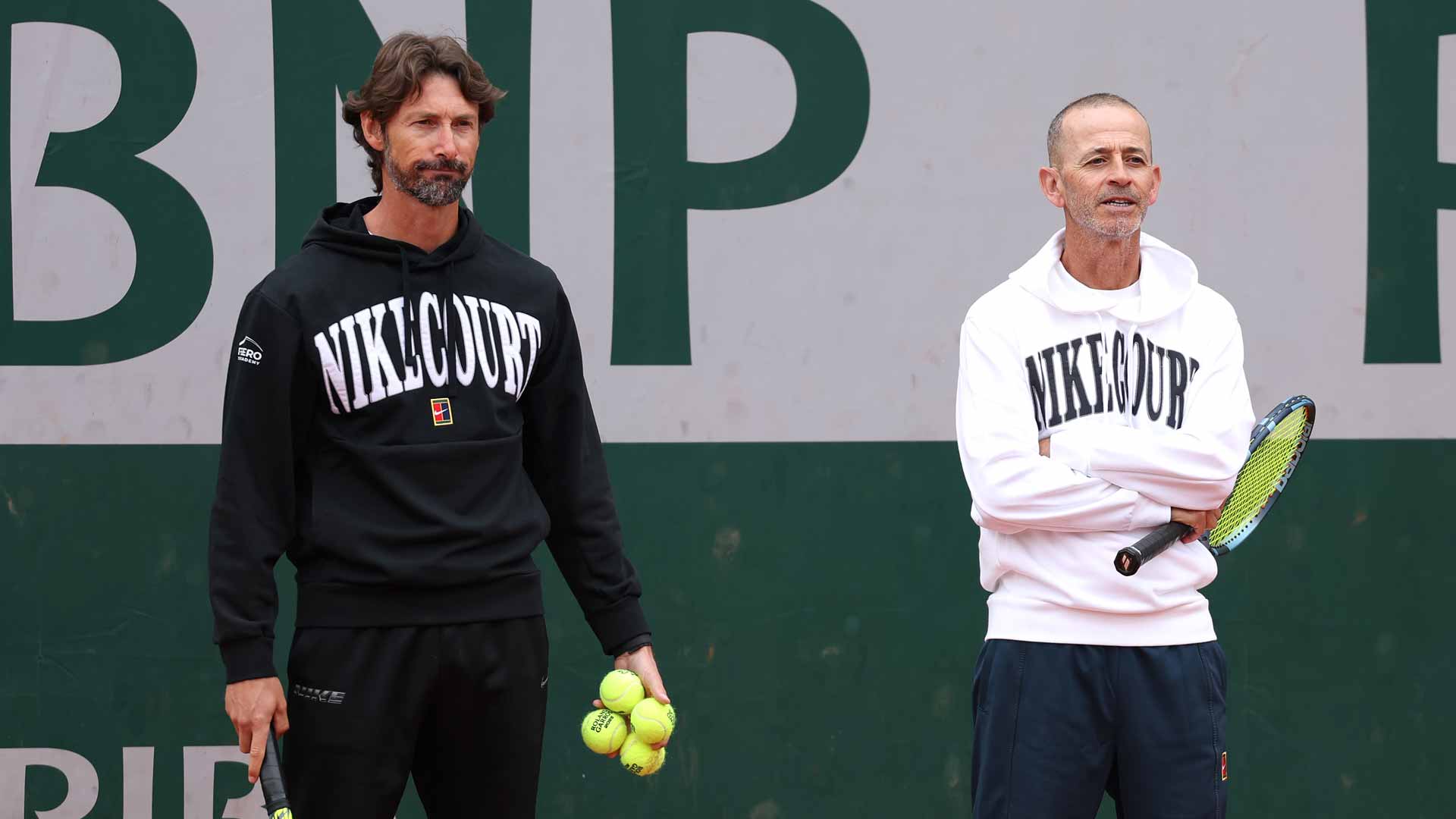 Juan Carlos Ferrero and Samuel Lopez at Roland Garros.