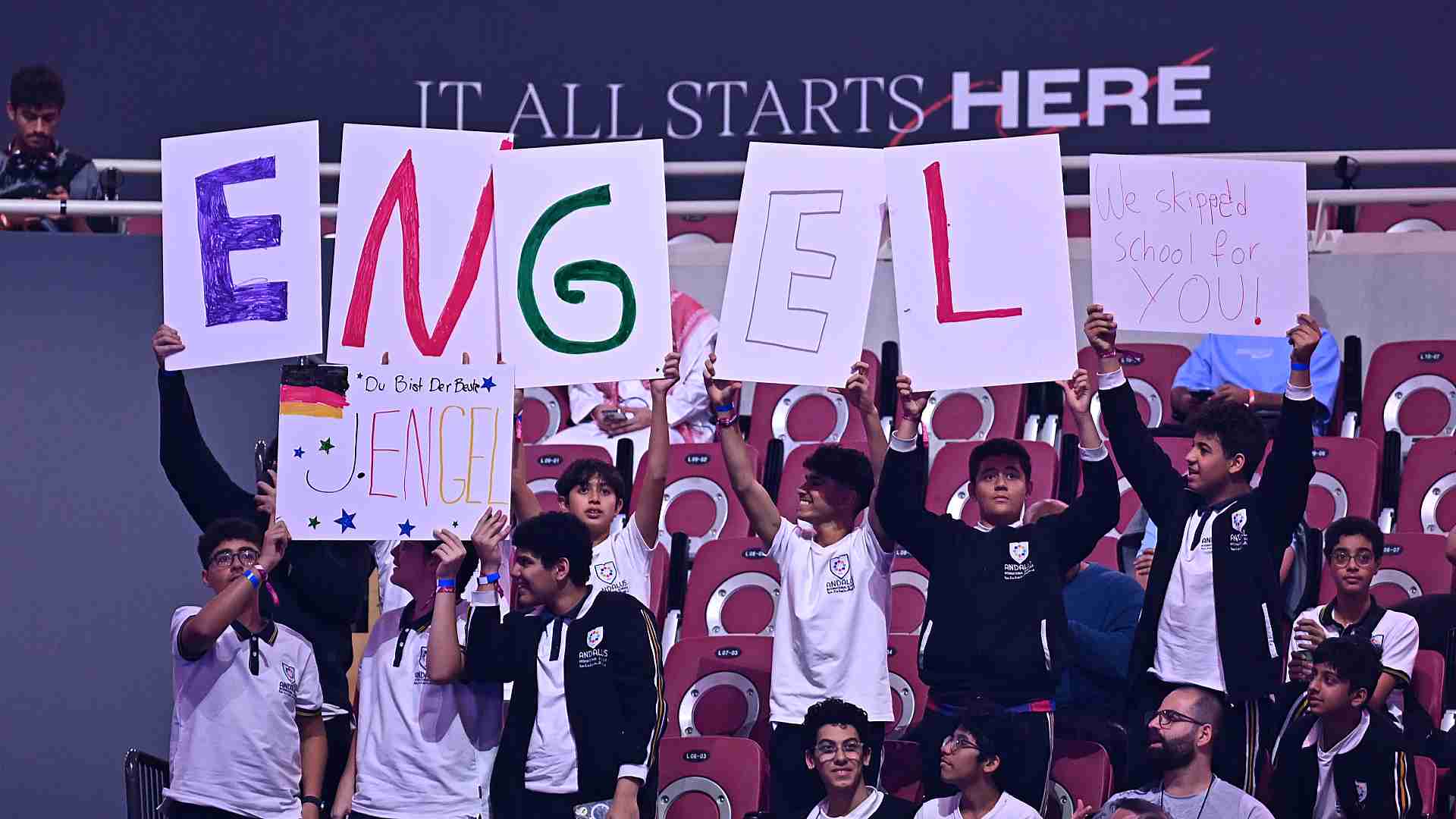 Fans supporting <a href='https://www.atptour.com/en/players/justin-engel/e0dd/overview'>Justin Engel</a> at the <a href='https://www.atptour.com/en/tournaments/next-gen-atp-finals/7696/overview'>Next Gen ATP Finals presented by PIF</a>.