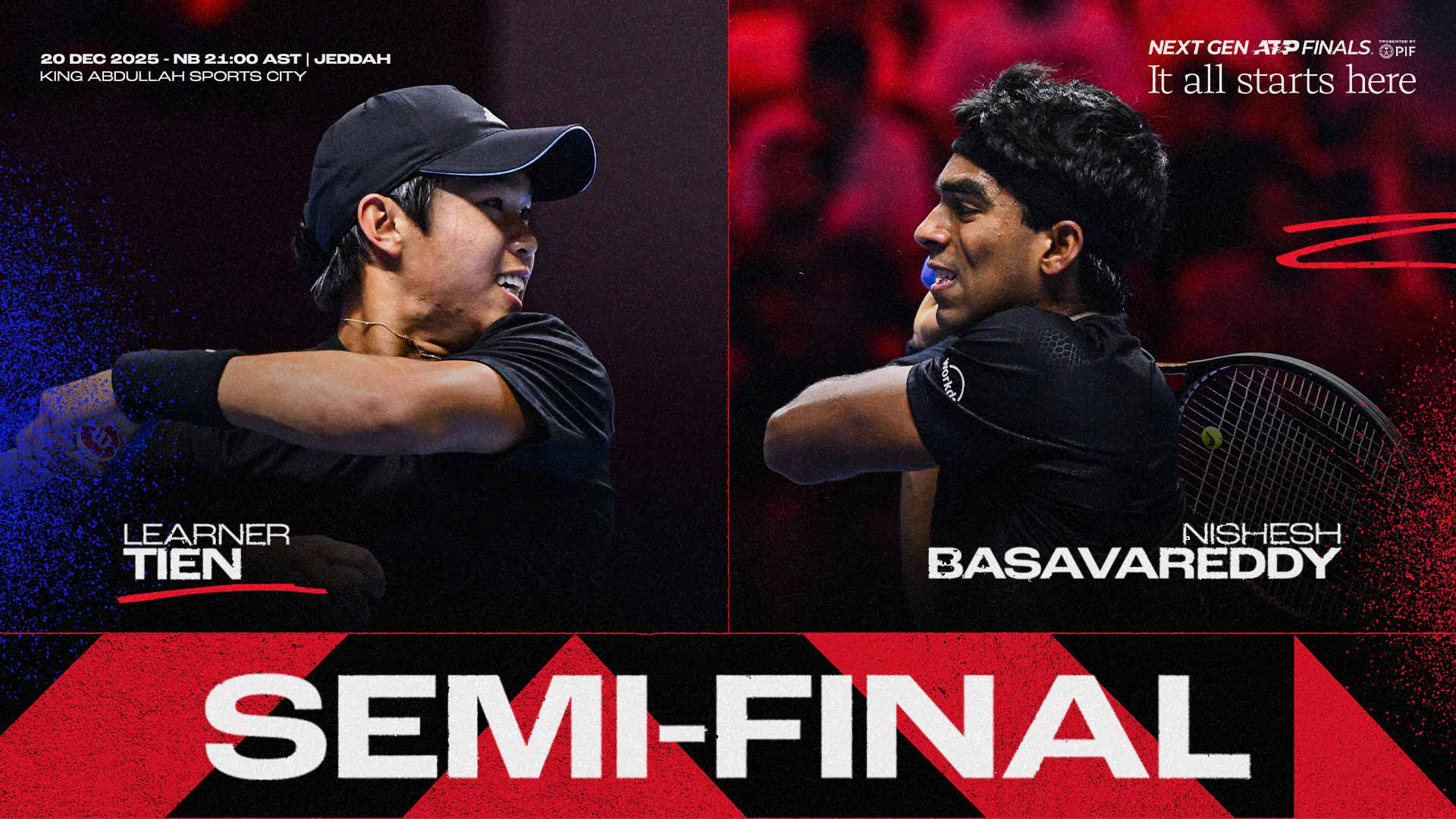 Friends Turn Foes: Tien meets Basavareddy, Blockx faces Budkov Kjaer in Jeddah SFs