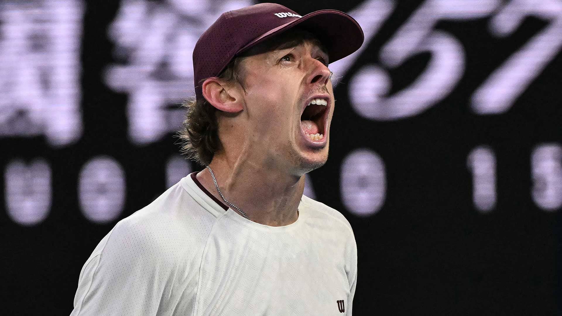 Alex de Minaur roars during his win against Hamad Medjedovic on Wednesday in Melbourne.