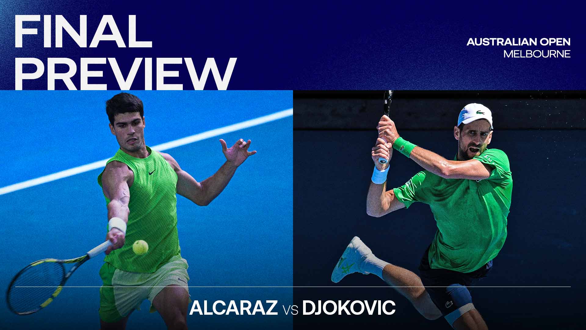 Carlos Alcaraz and Novak Djokovic meet at the Australian Open for the second consecutive year.