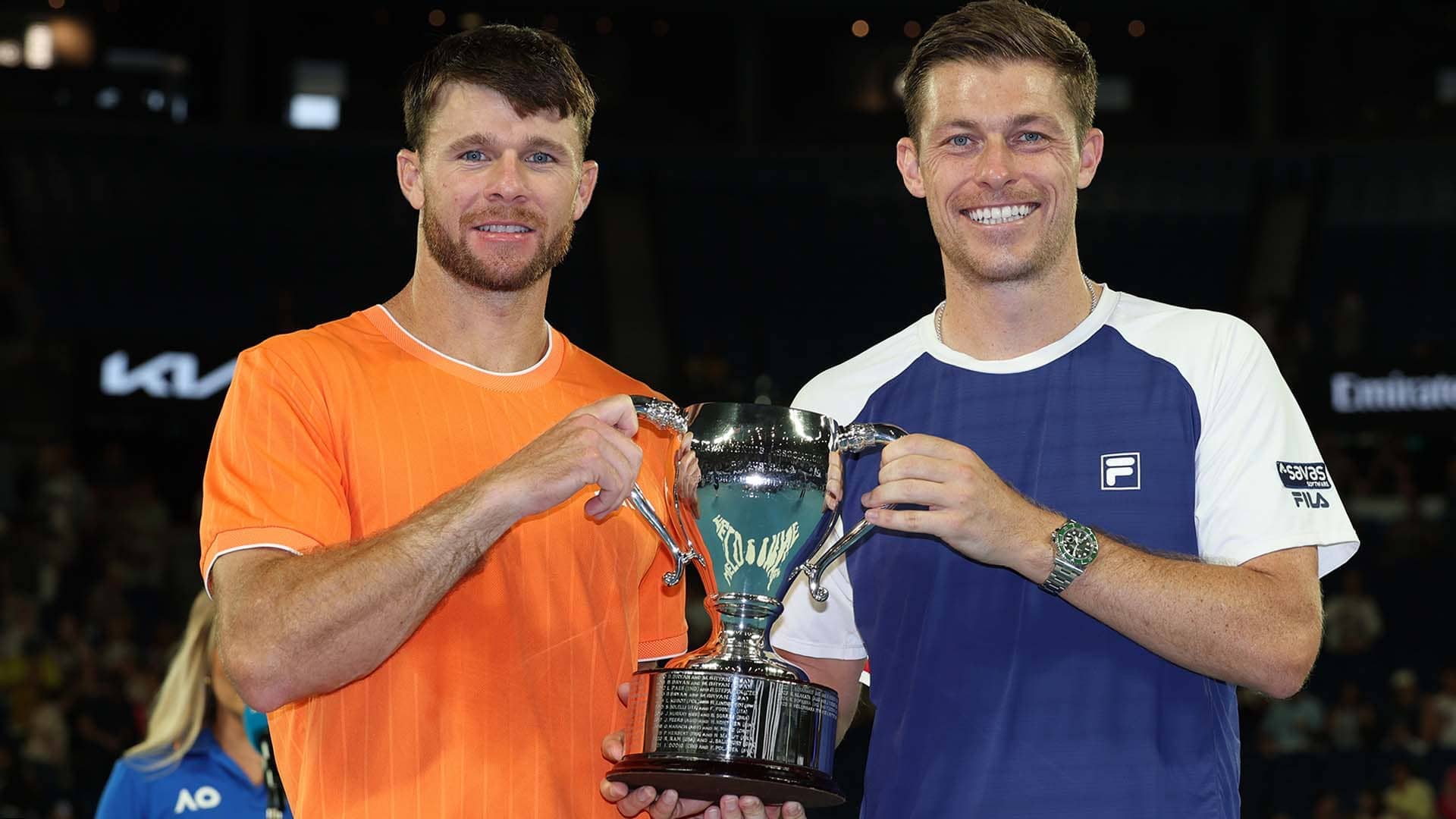 Christian Harrison and Neal Skupski win the 2026 Australian Open.
