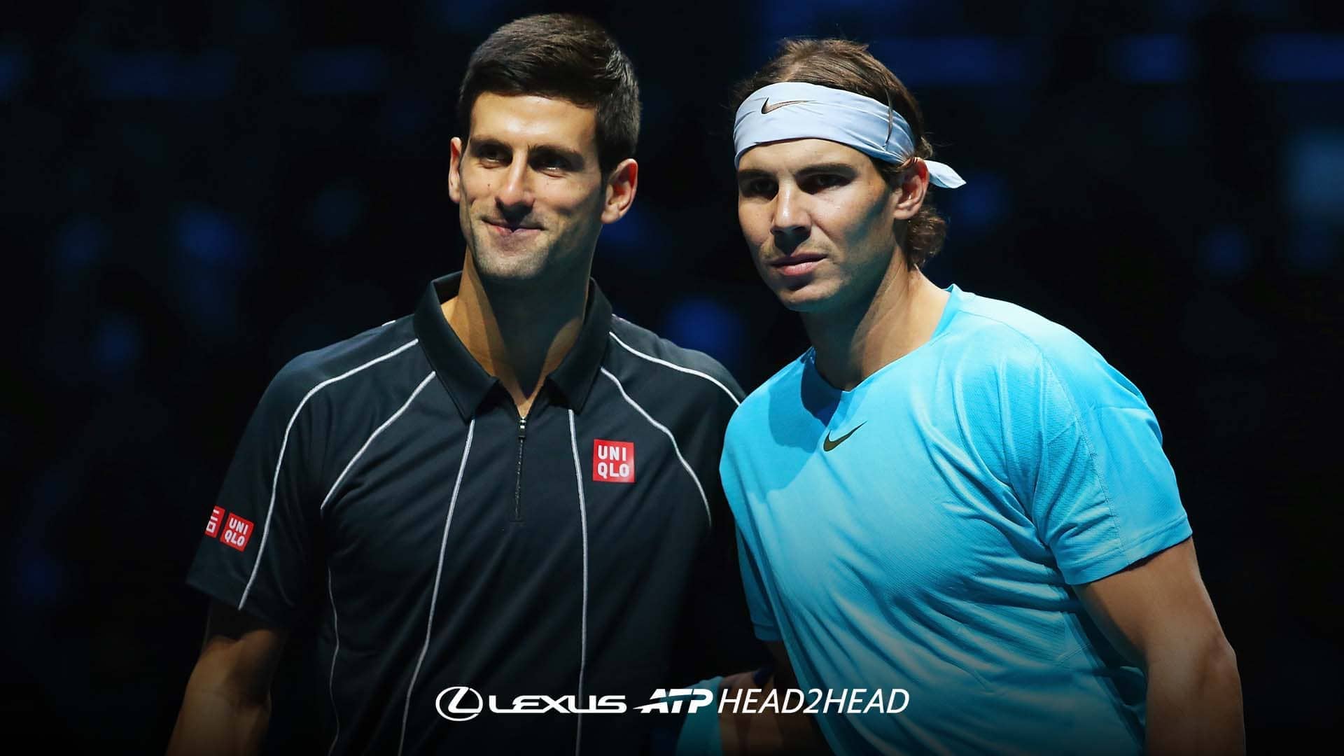 Novak Djokovic and Rafael Nadal ahead of their championship-match meeting at the 2013 Nitto ATP Finals.